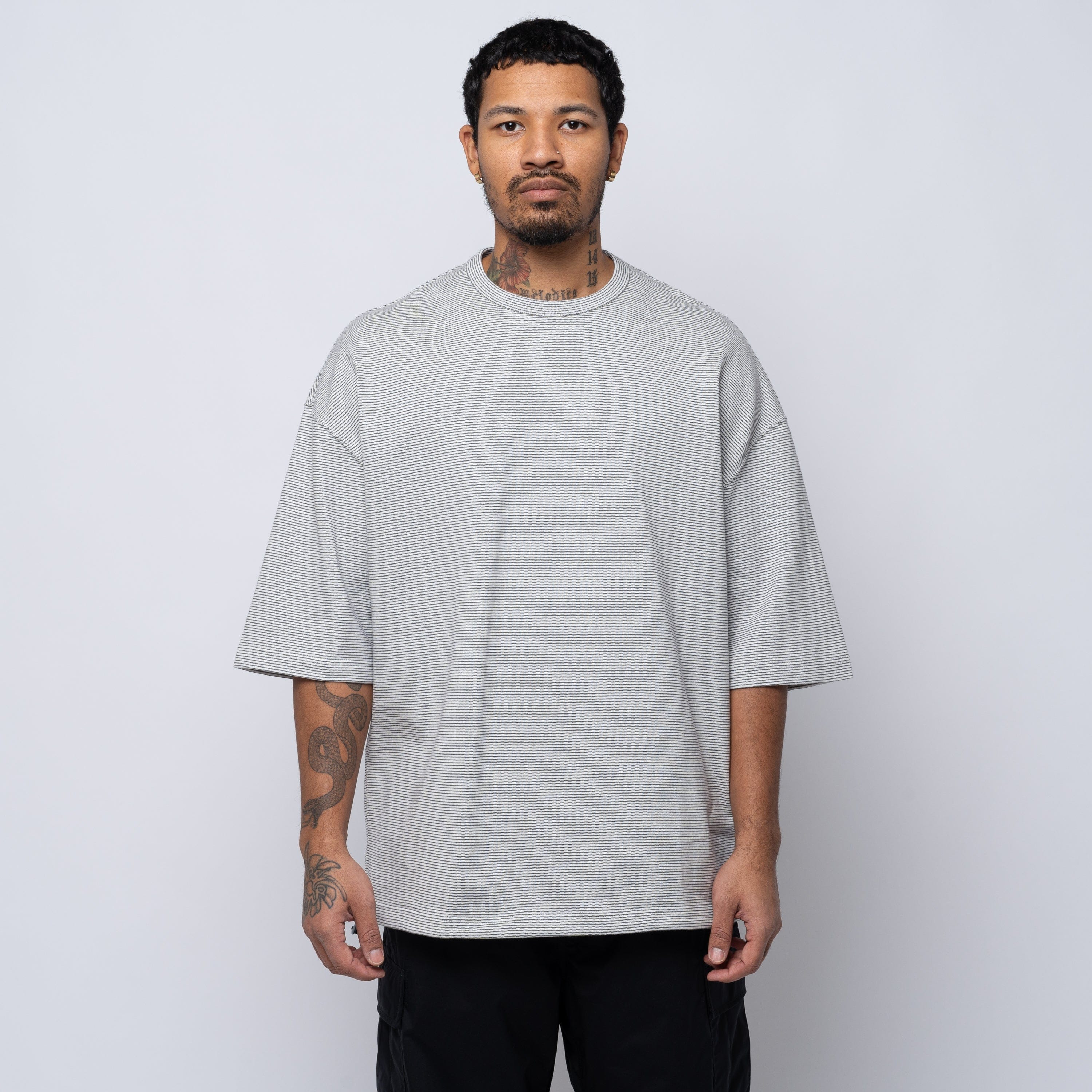 CDG Homme CdGH Knitted Stripe Tee White HO-T003-051
