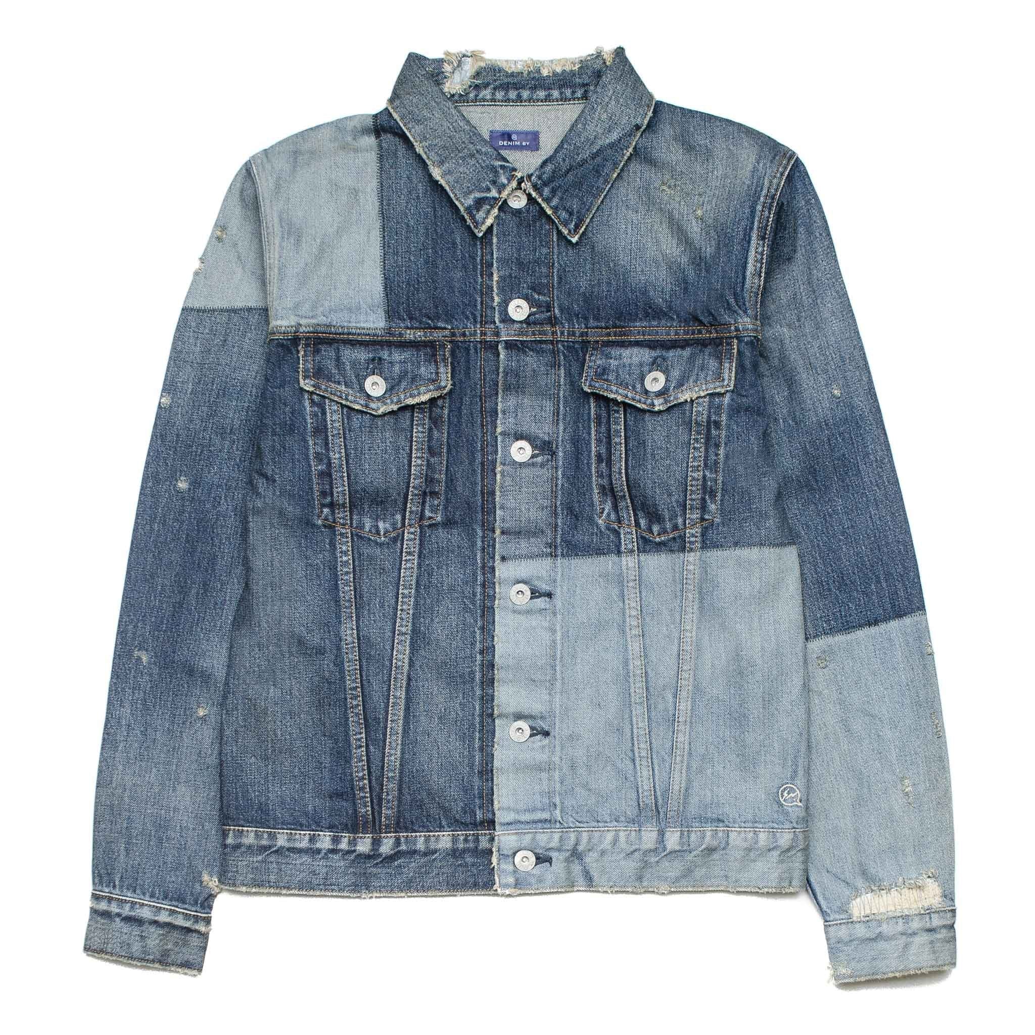 Denim By Vanquish & Fragment Patchwork Denim Jacket Washed Indigo