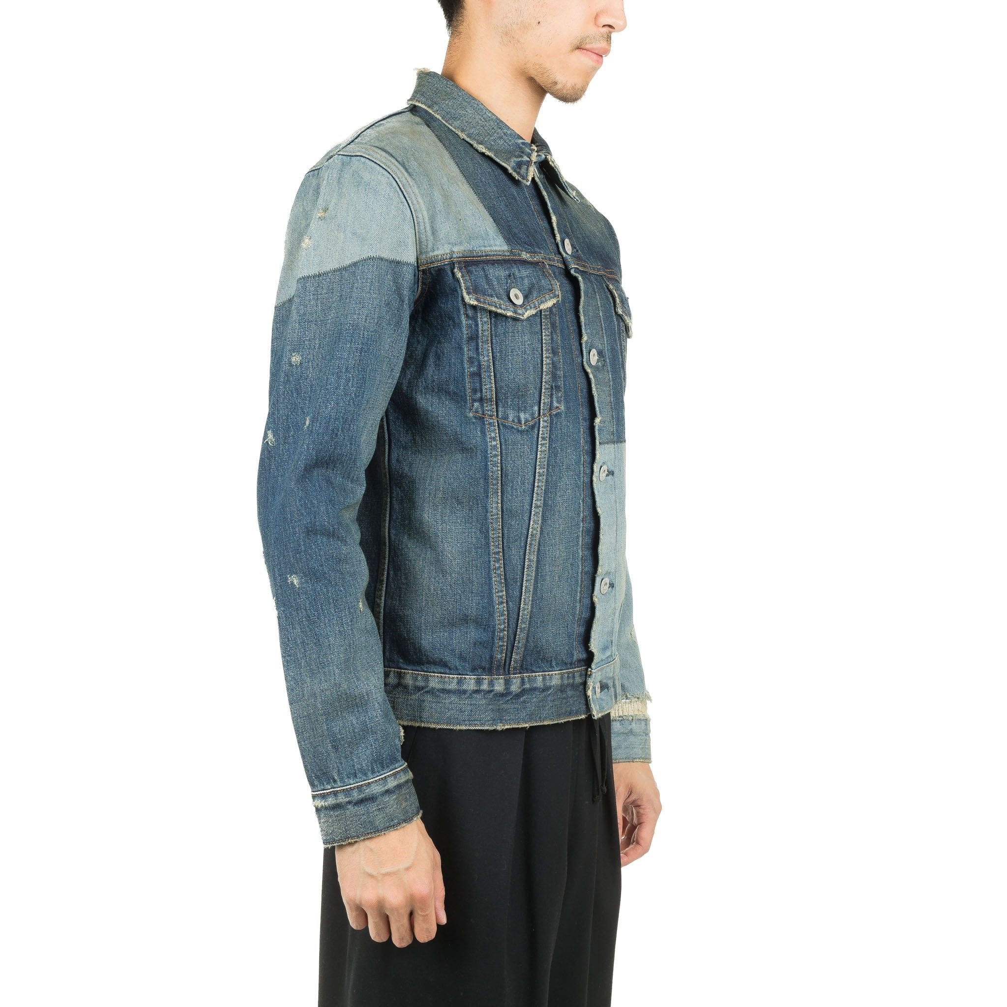 Denim By Vanquish & Fragment Patchwork Denim Jacket Washed Indigo