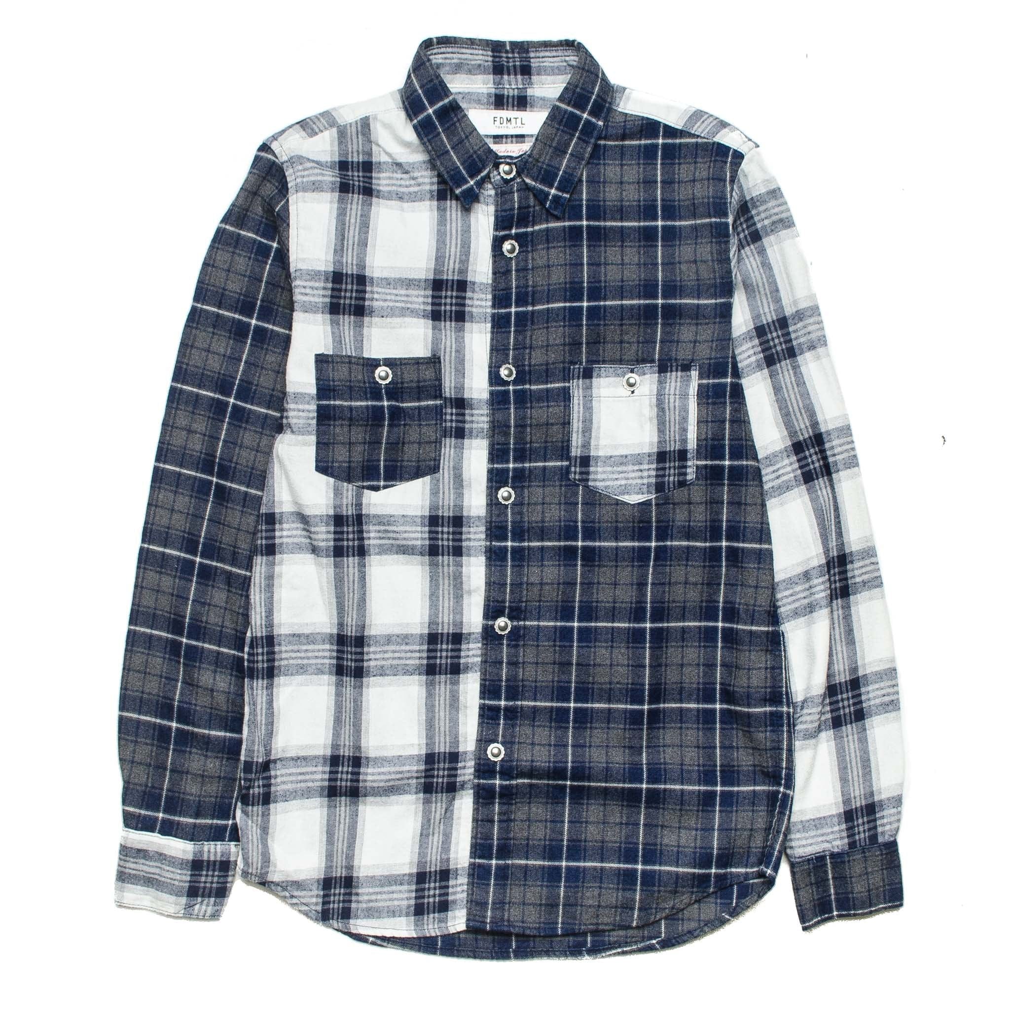 Fundamental Agreement Luxury Indigo Check Shirt Grey