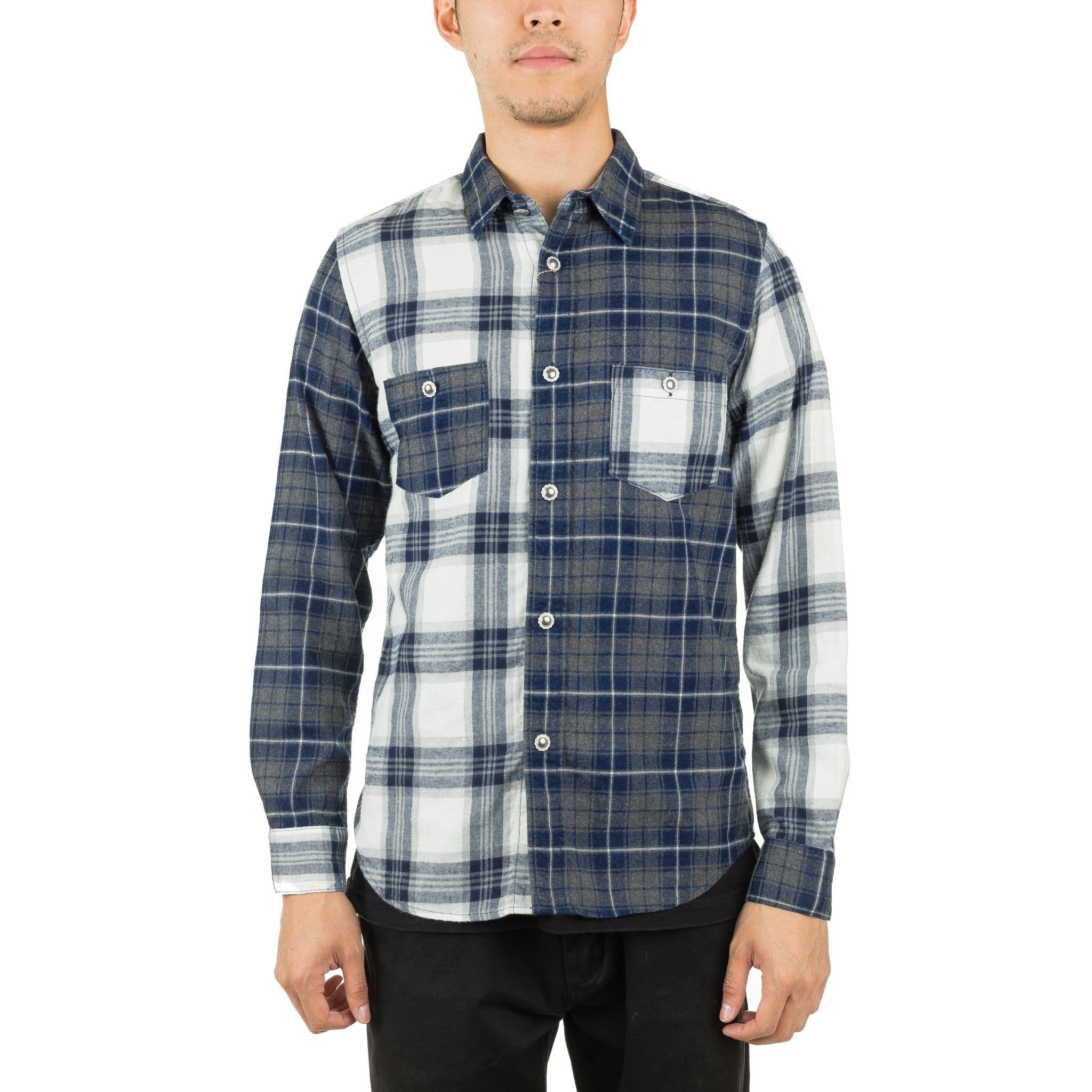 Fundamental Agreement Luxury Indigo Check Shirt Grey