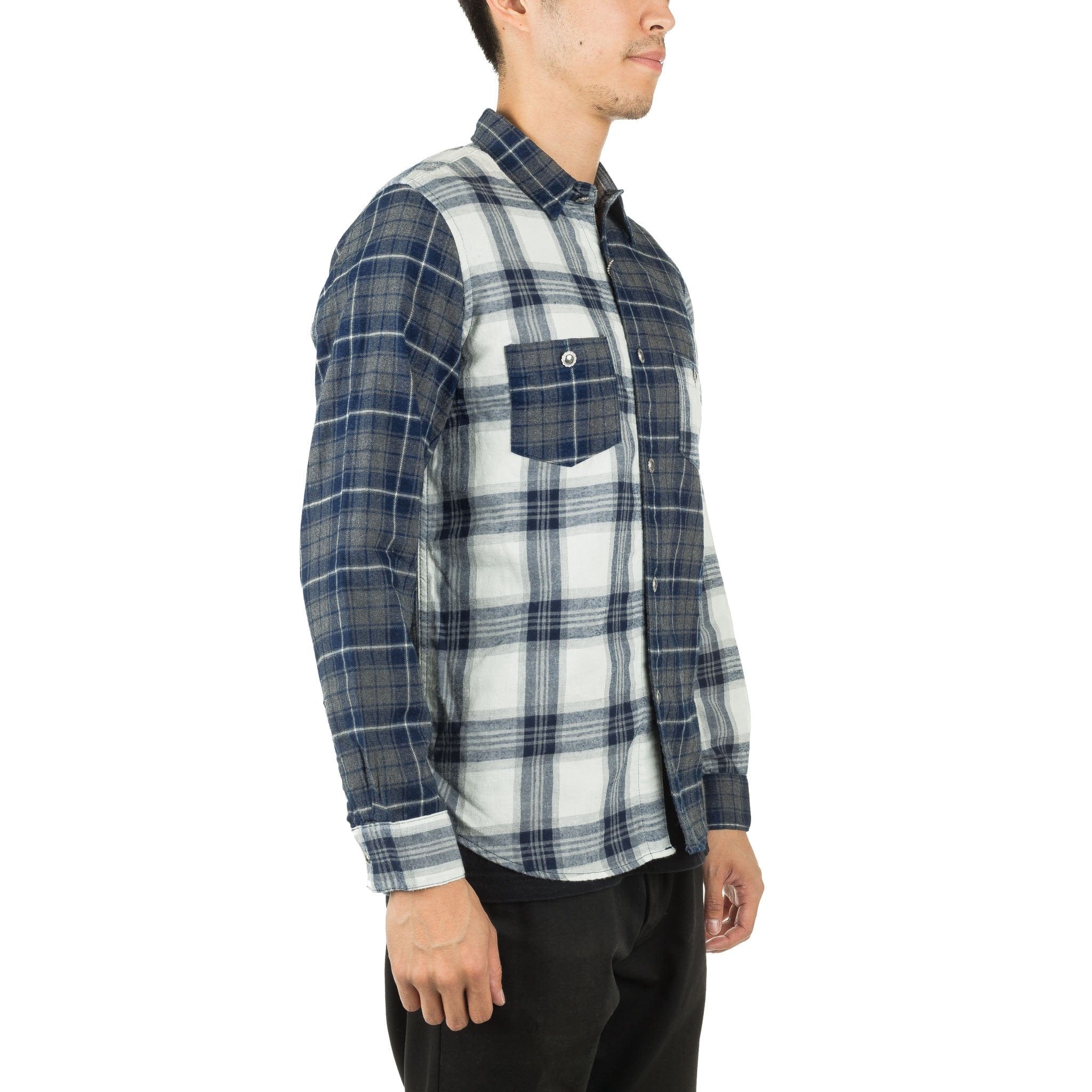 Fundamental Agreement Luxury Indigo Check Shirt Grey