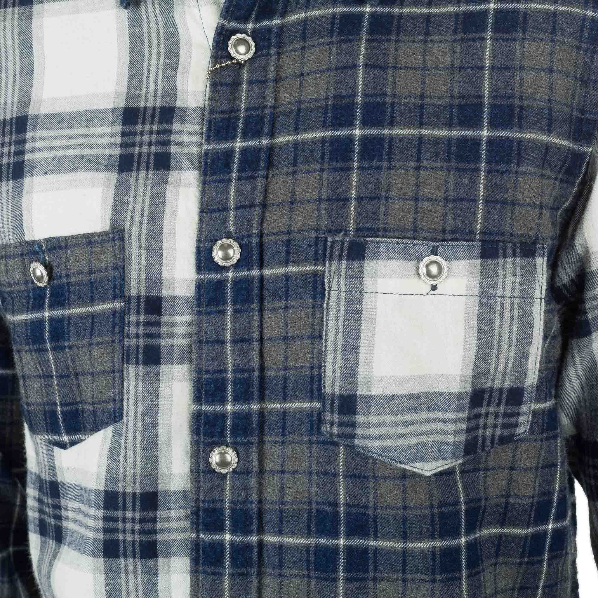 Fundamental Agreement Luxury Indigo Check Shirt Grey