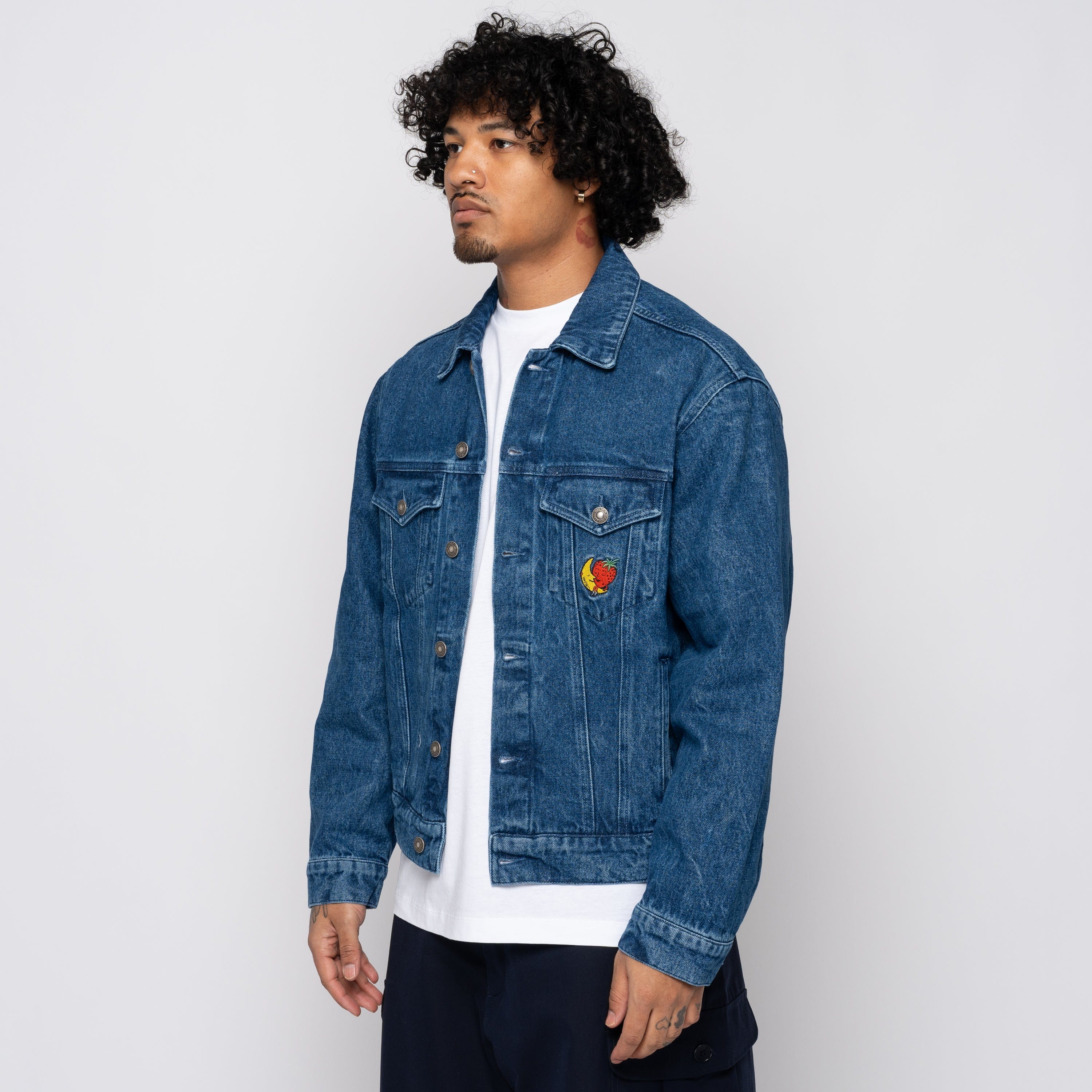 Sky High Farm Workwear SHFW Perennial Logo Denim Trucker Jacket Blue SHF05J008