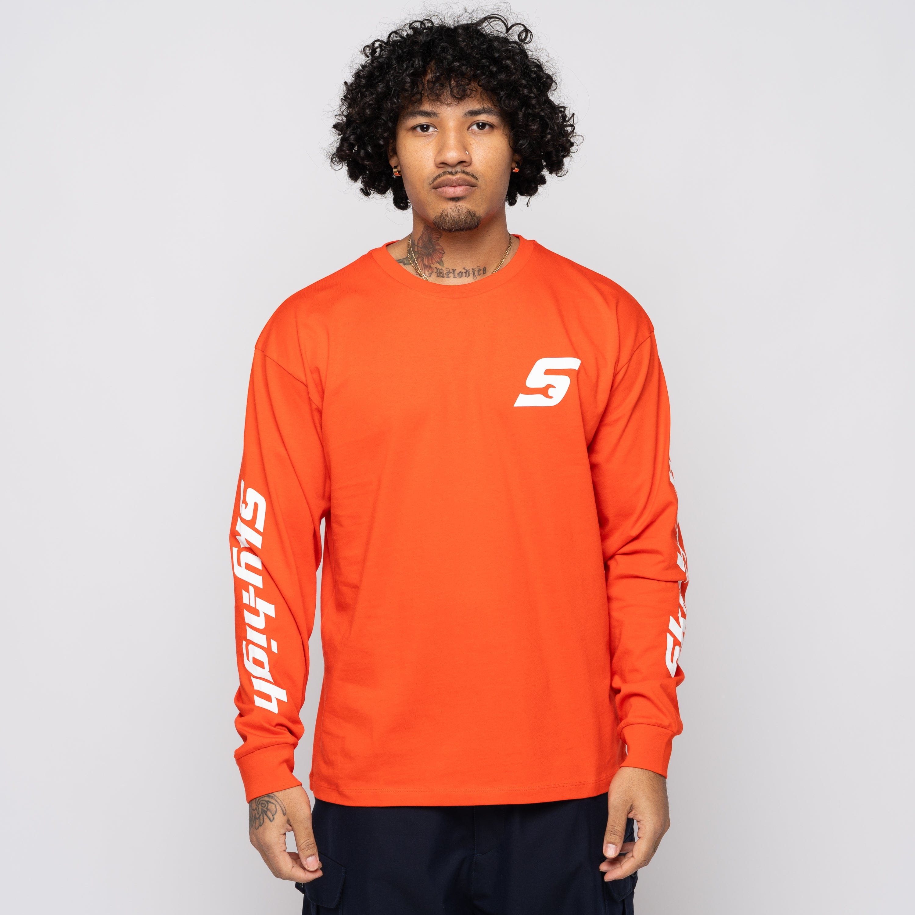 Sky High Farm Workwear SHFW Construction Graphic Logo LS Tee Red SHF05T014