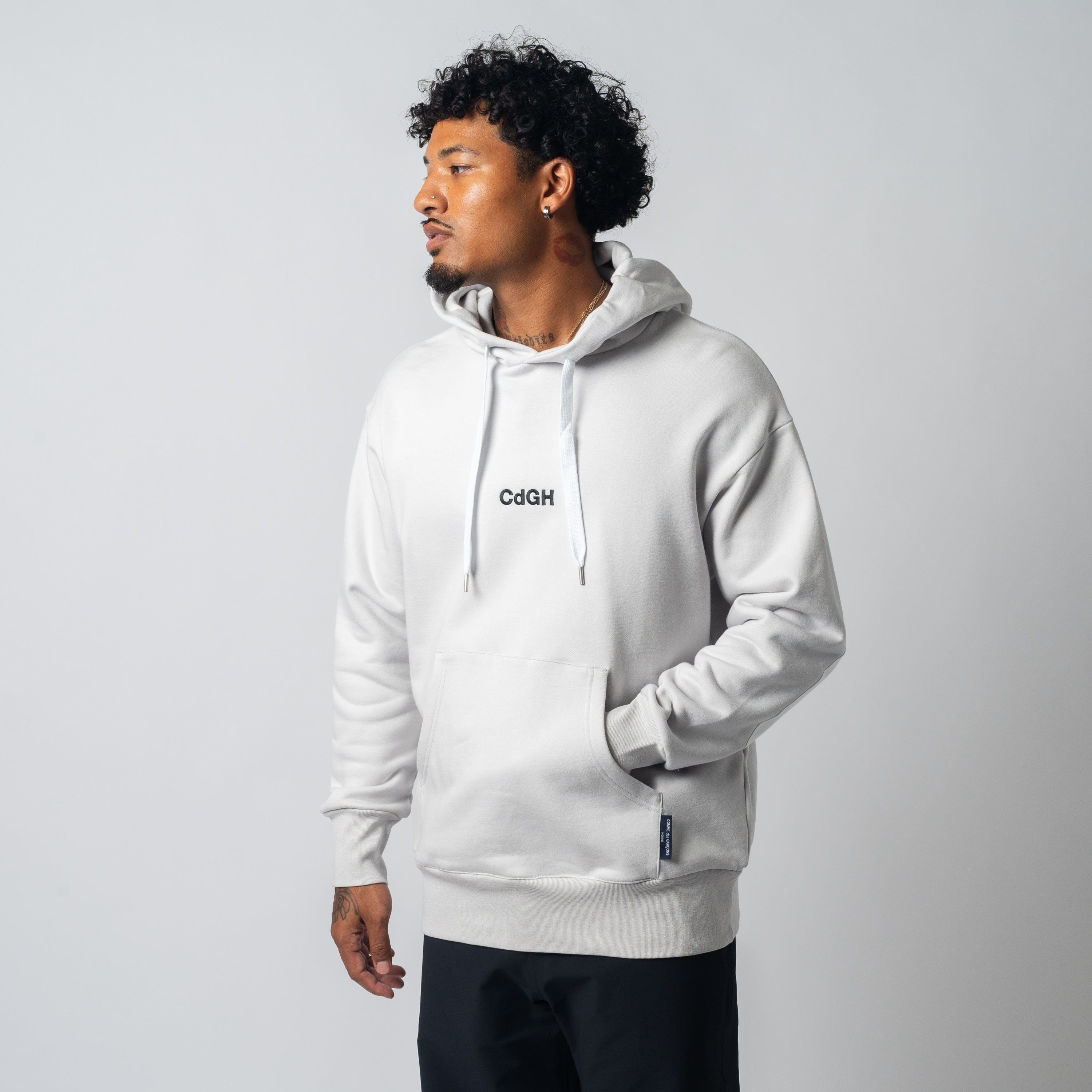 CDG Homme CdGH Embroidered Logo Hoodie HL-T013-051-1 Oatmeal