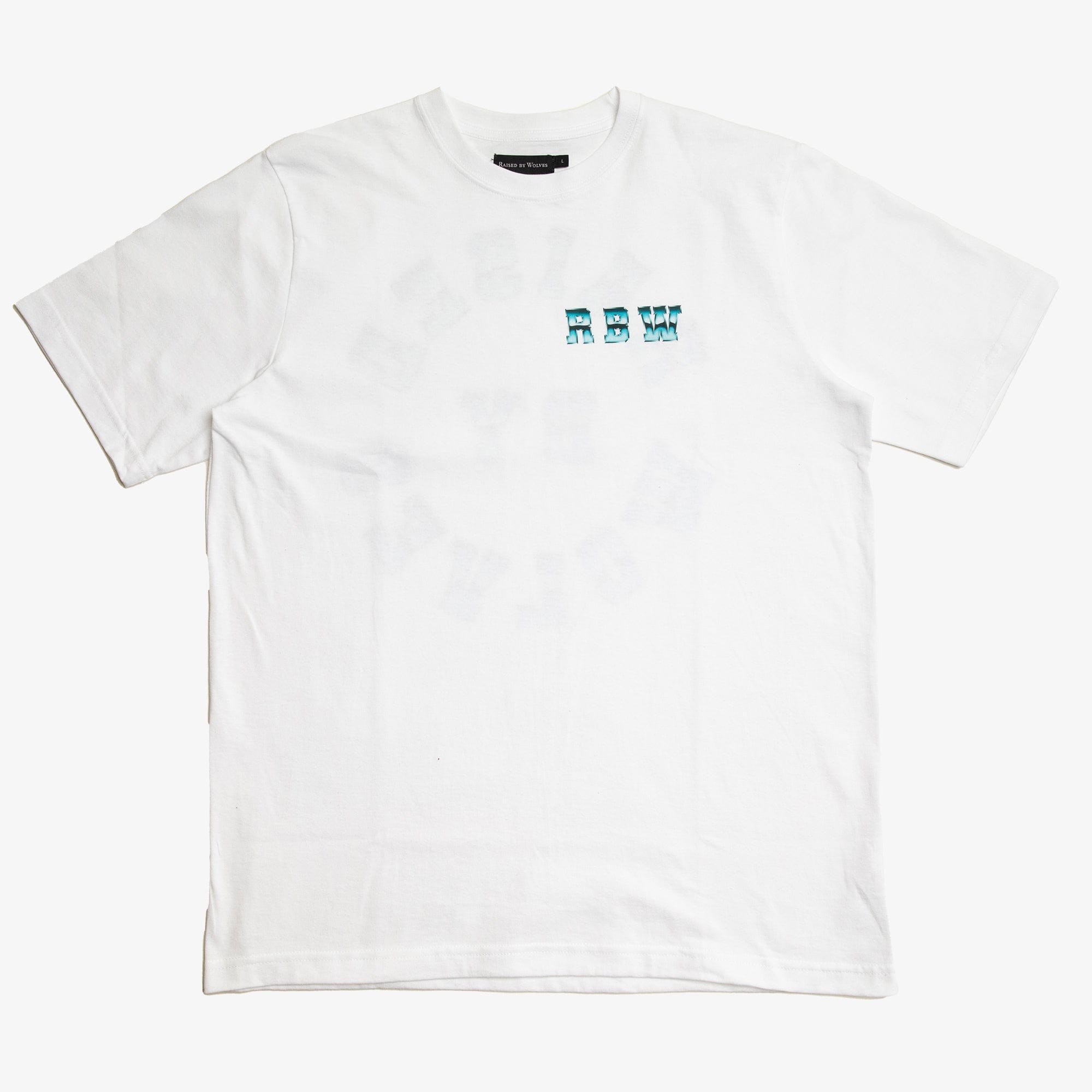 Raised By Wolves Chrome Wheel Tee White