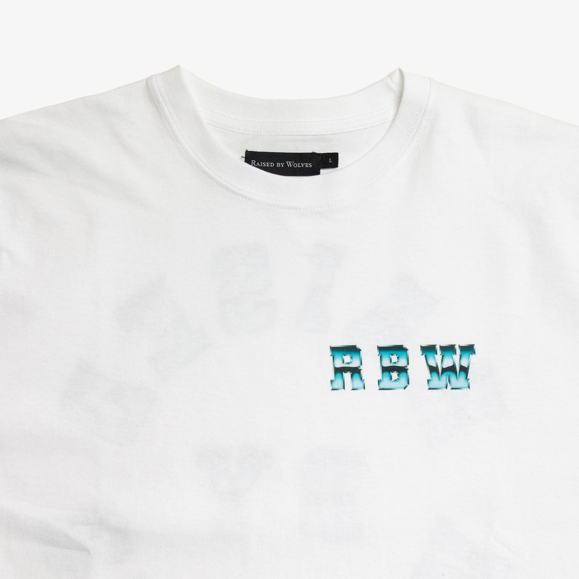 Raised By Wolves Chrome Wheel Tee White