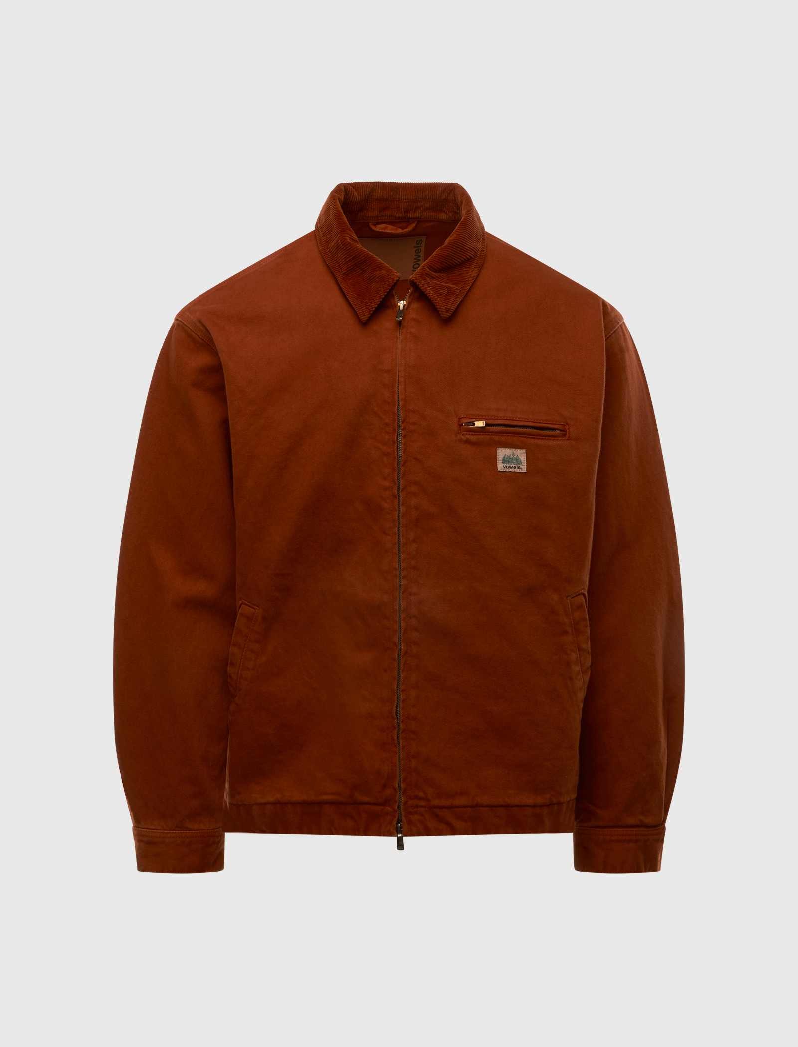 VOWELS CORD COLLARED ZIP-UP JACKET