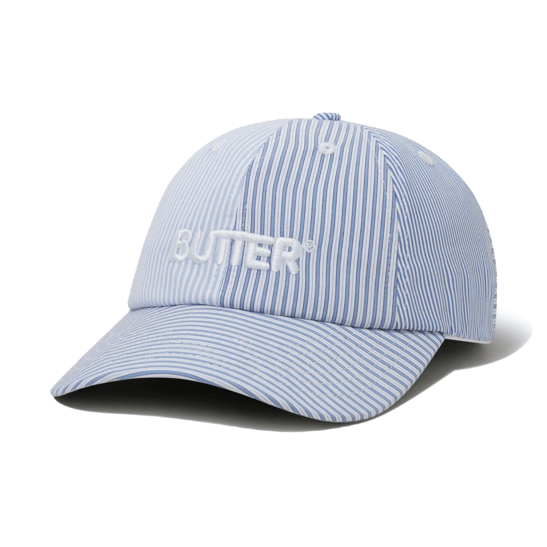 Butter Rounded Logo 6 Panel Cap French Blue Stripe