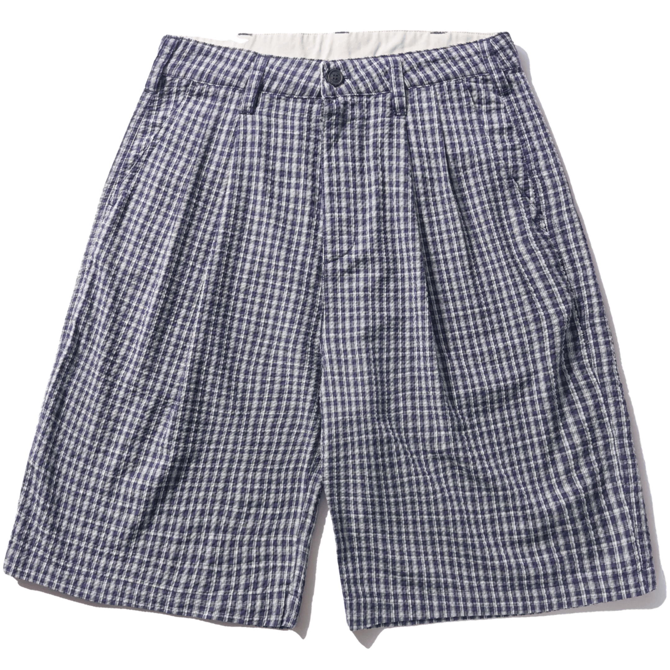 Butter Men's Pleated Shorts Navy Plaid