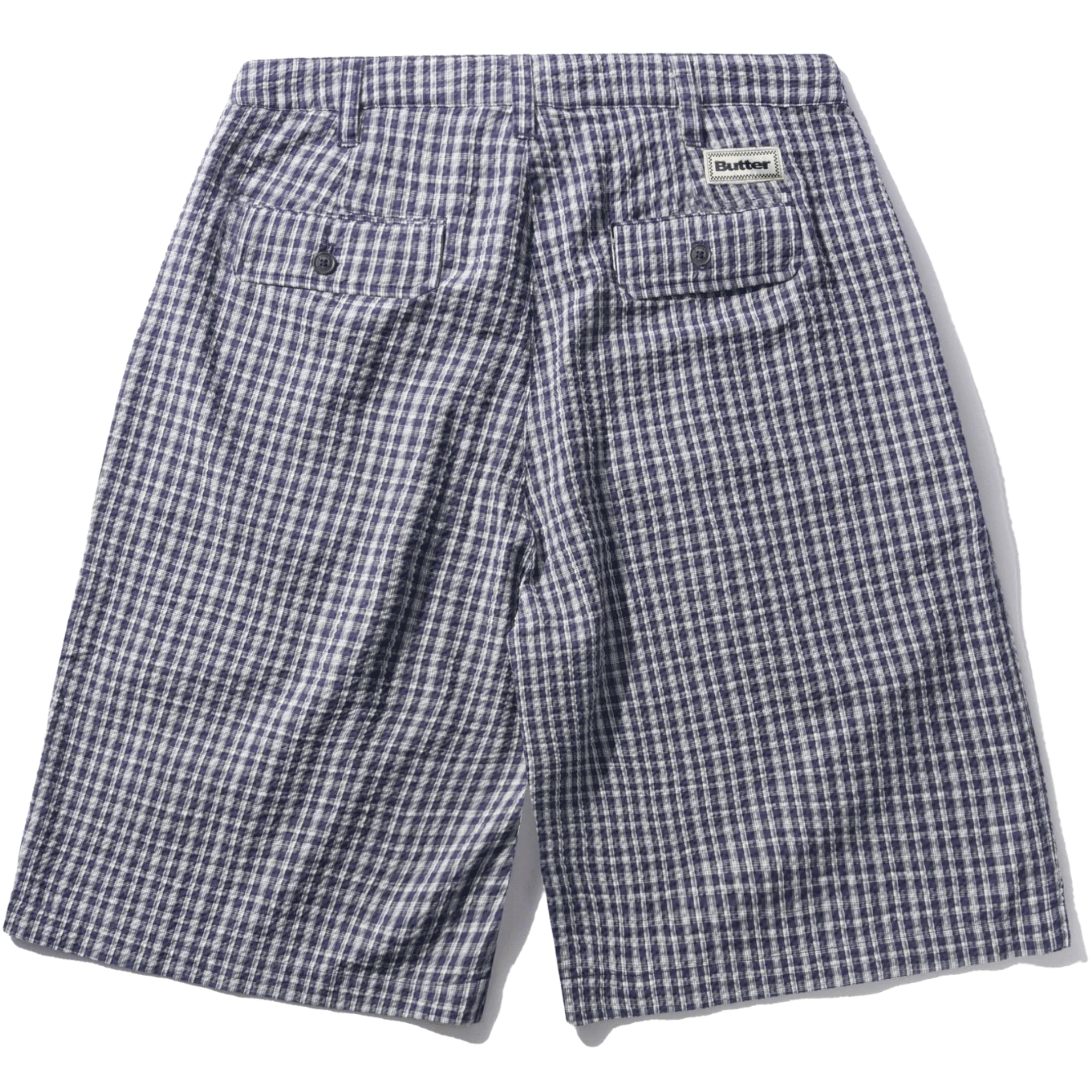Butter Men's Pleated Shorts Navy Plaid