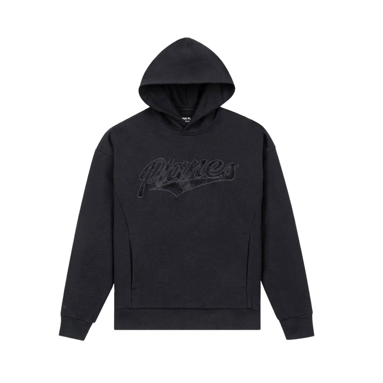 Paper Planes Script Fur Oversized Hoodie (Black)