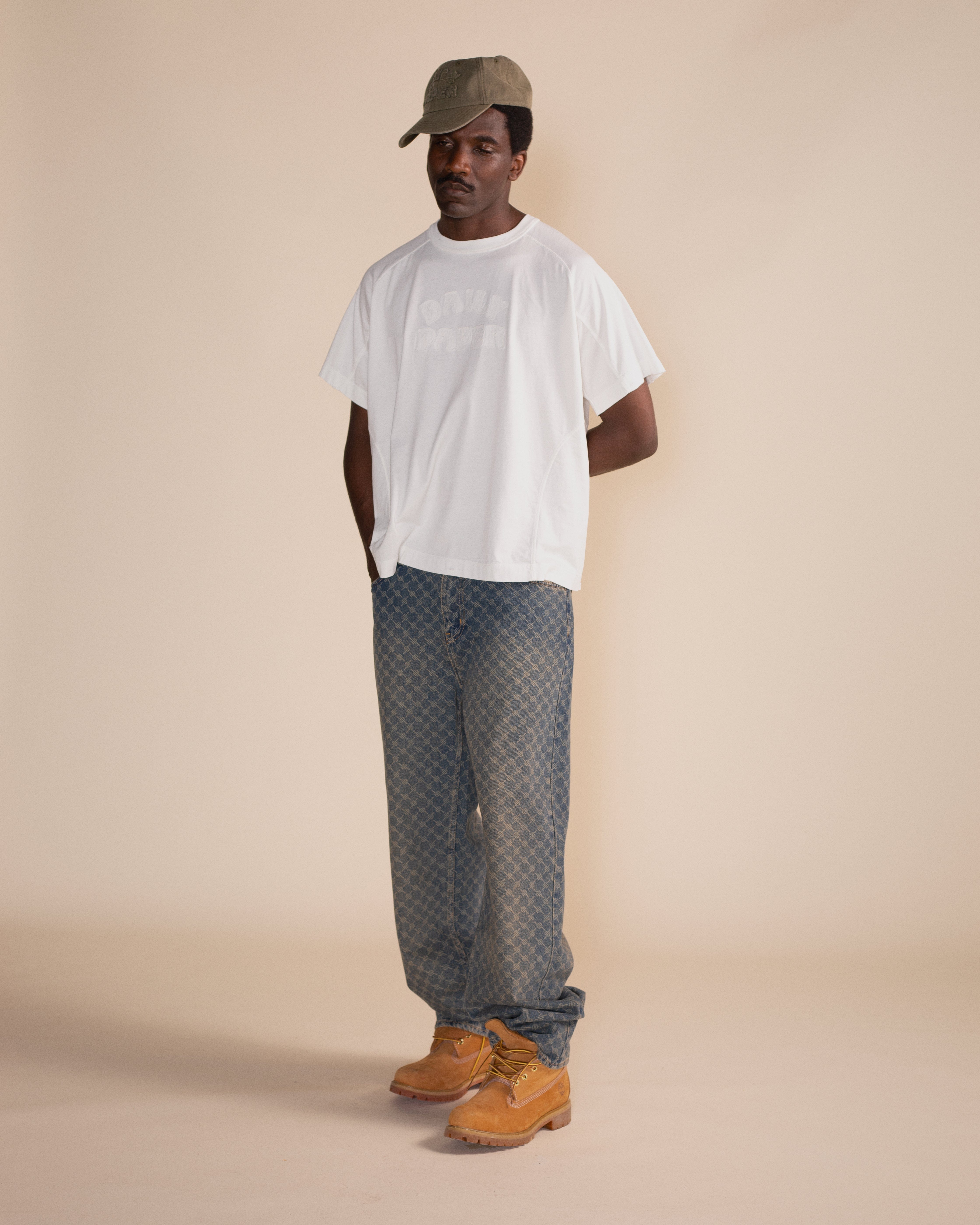 Off White Raglan Stacked Dias Washed Jersey T-Shirt