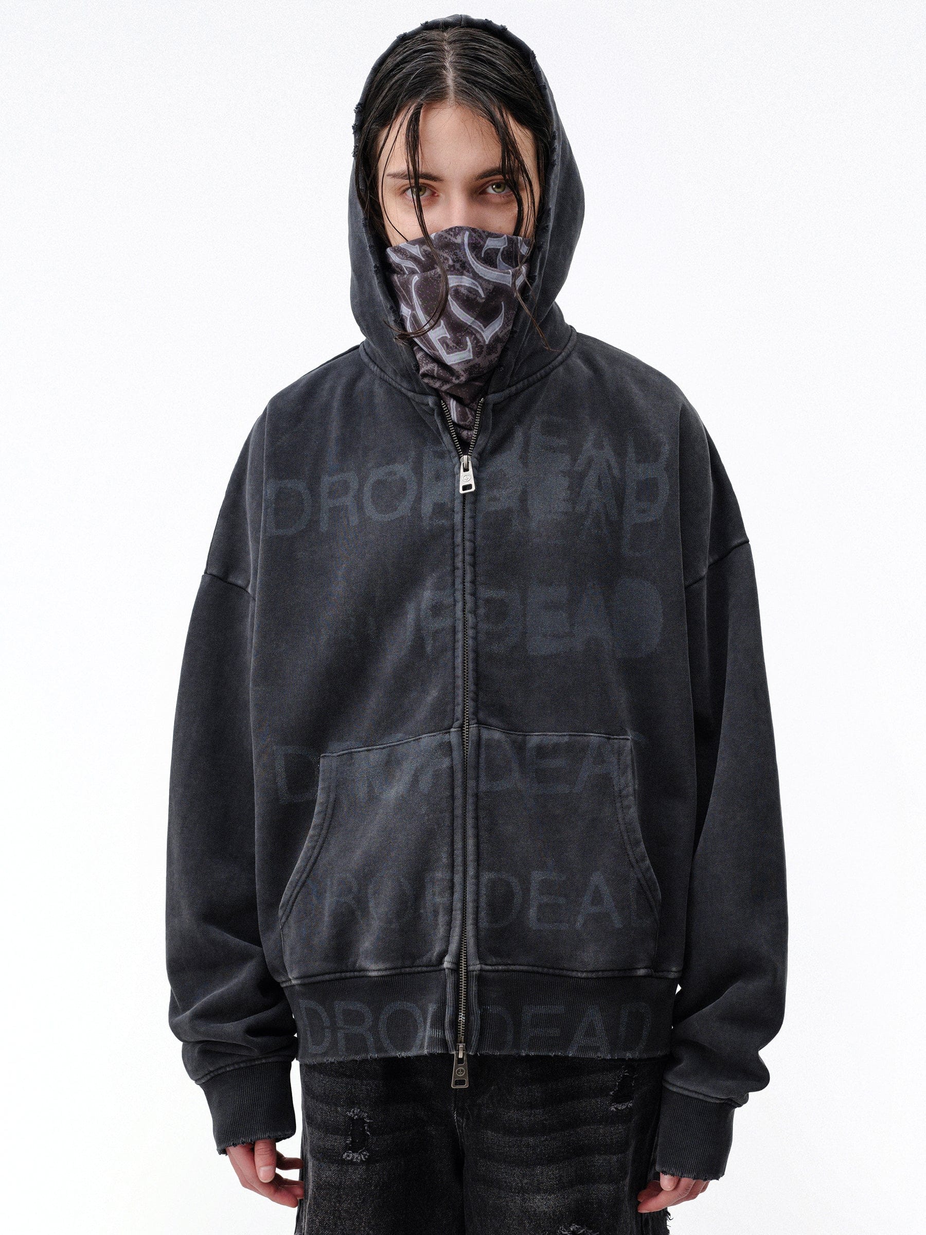DROP DEAD - CRASH OUT Stacked Zip-Up Hoodie