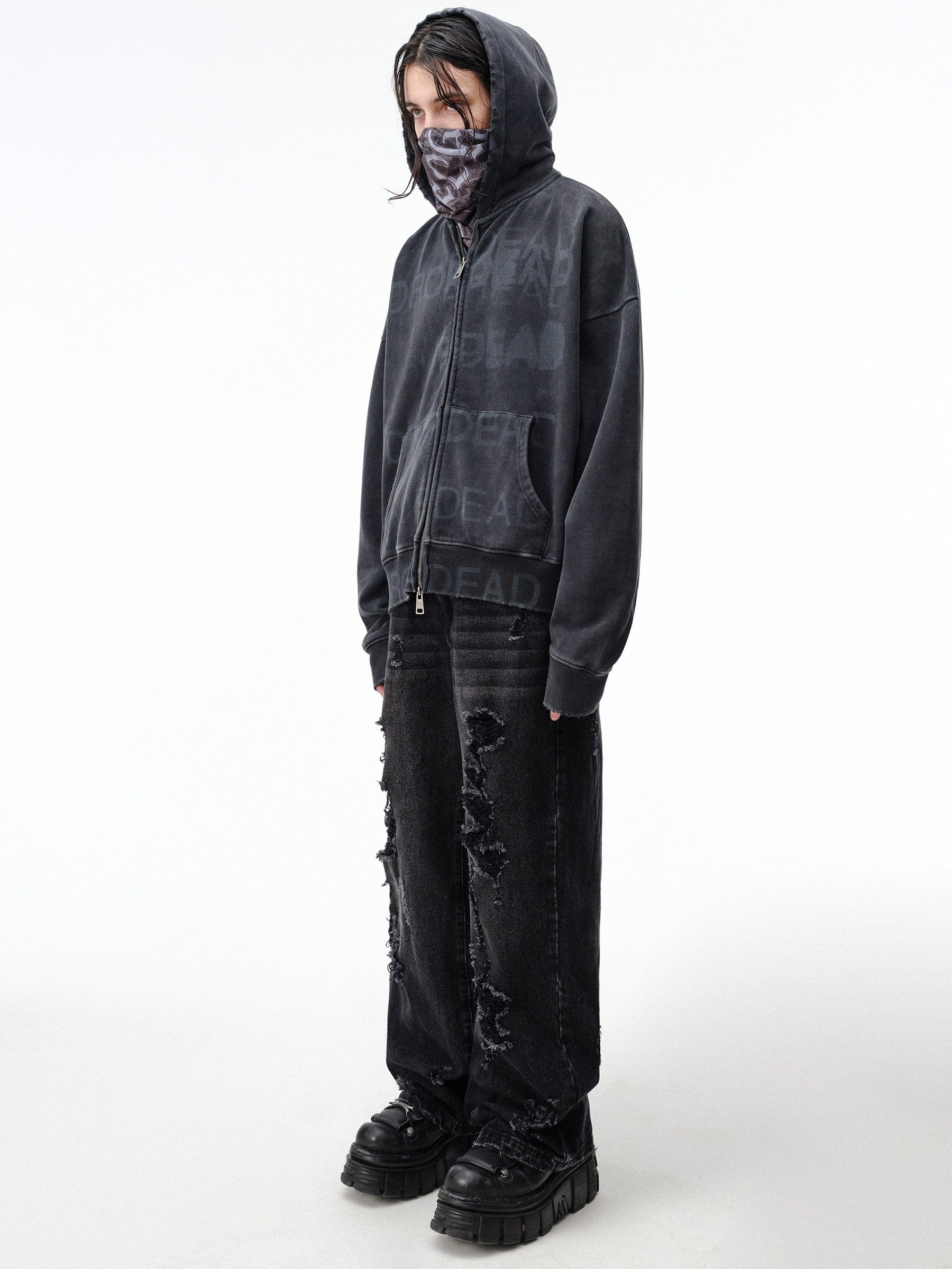 DROP DEAD - CRASH OUT Stacked Zip-Up Hoodie