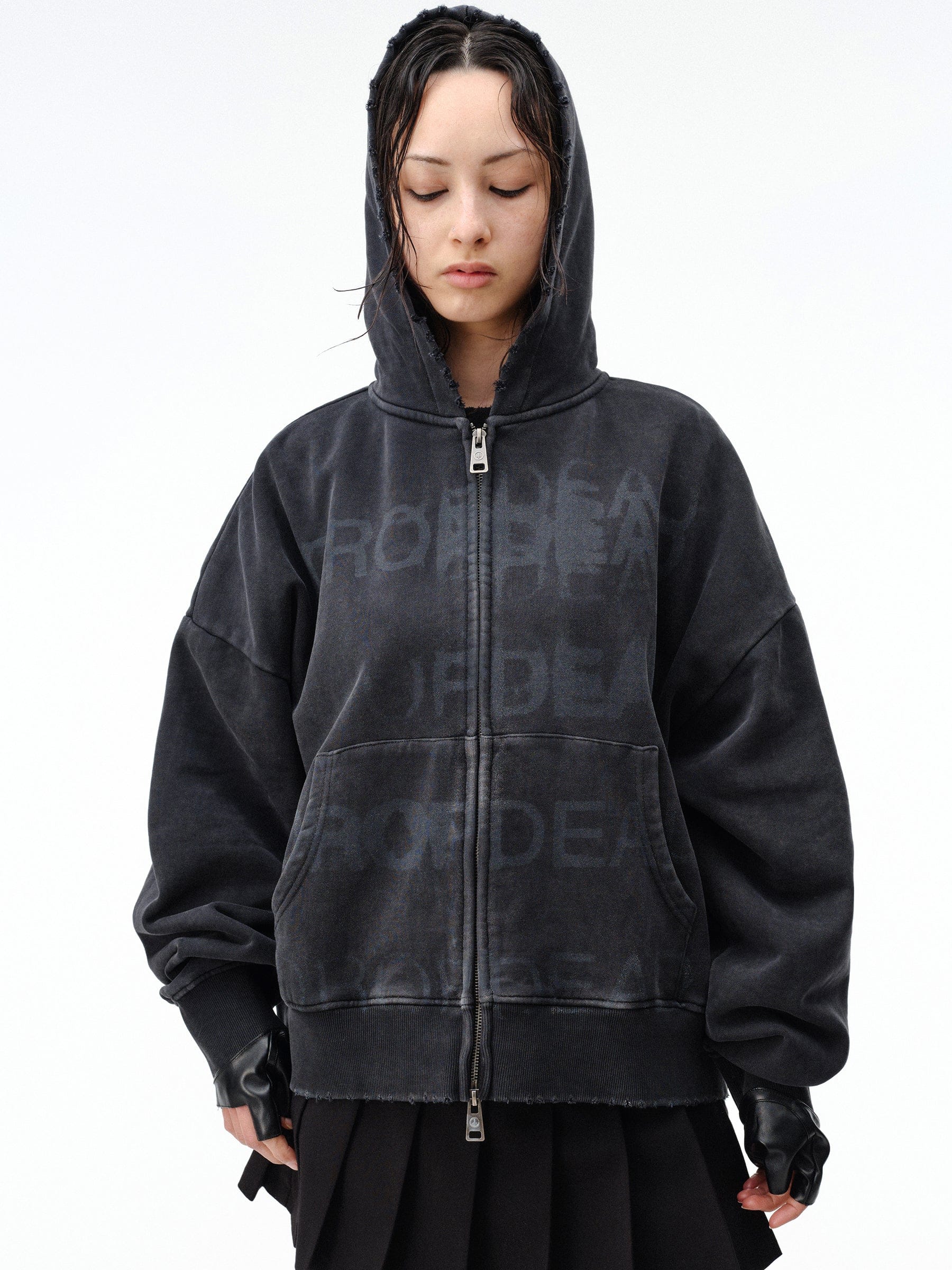 DROP DEAD - CRASH OUT Stacked Zip-Up Hoodie