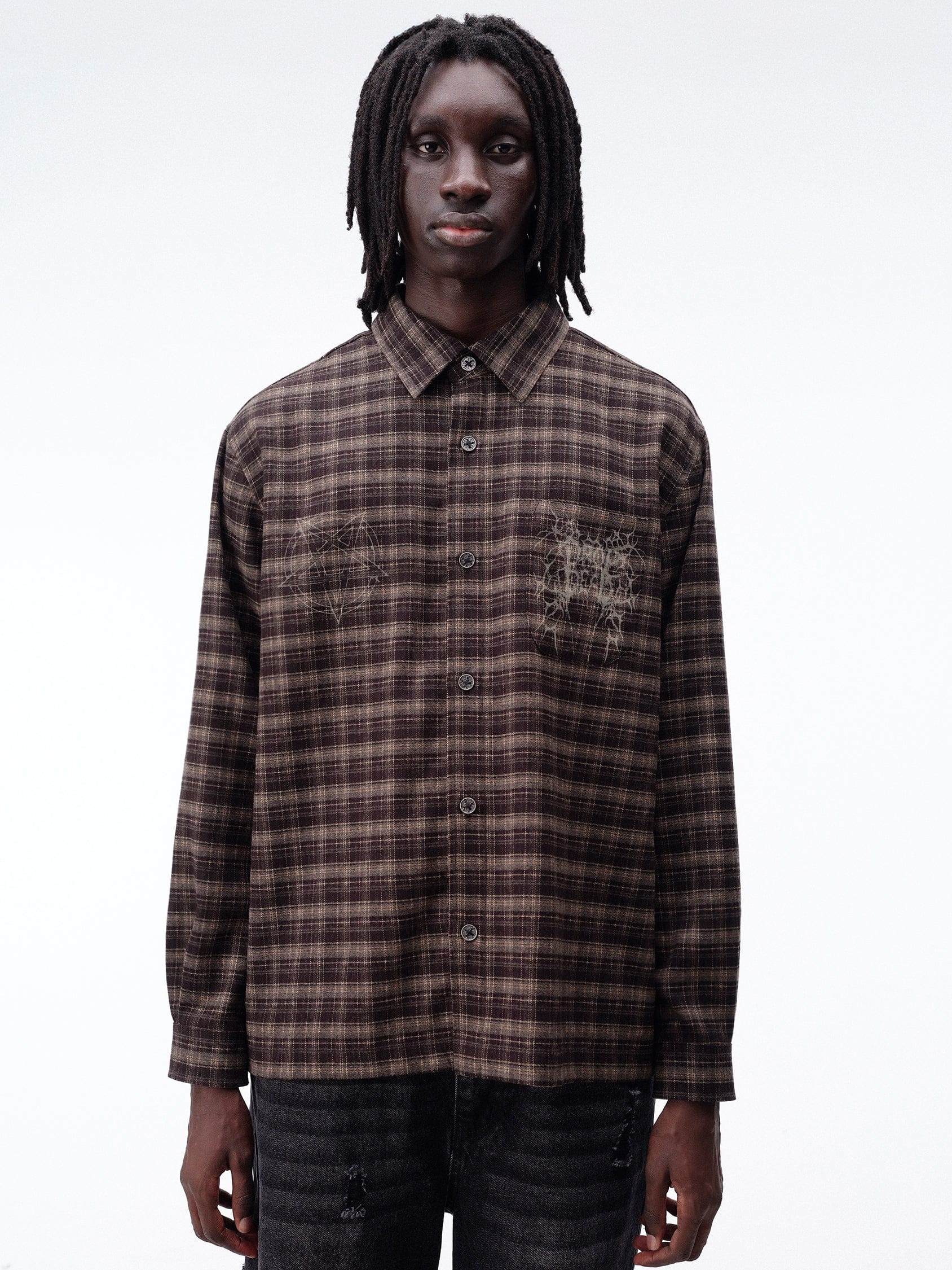 DROP DEAD - MORBID CURIOSITY Charred Plaid shirt