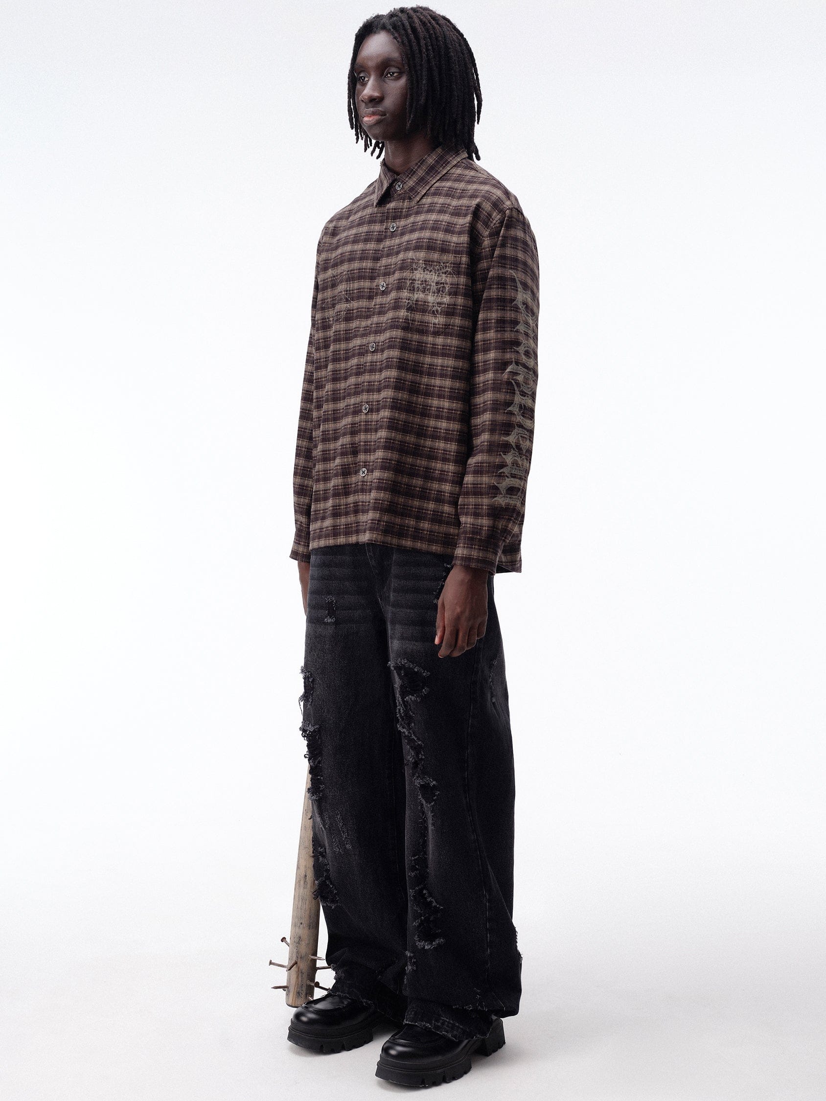 DROP DEAD - MORBID CURIOSITY Charred Plaid shirt