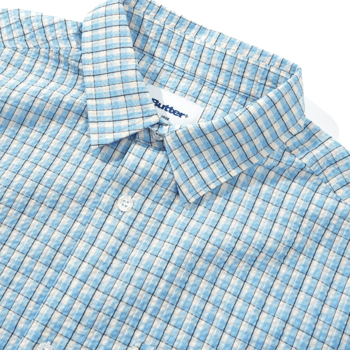 Butter Men's Equipment Short Sleeve Shirt Blue