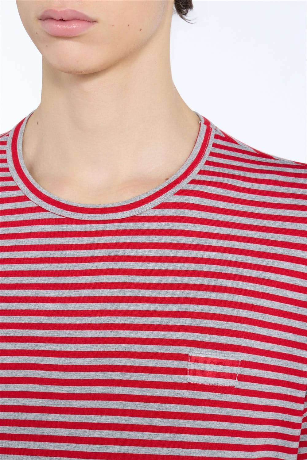 N21 T-shirt a righe in jersey con logo