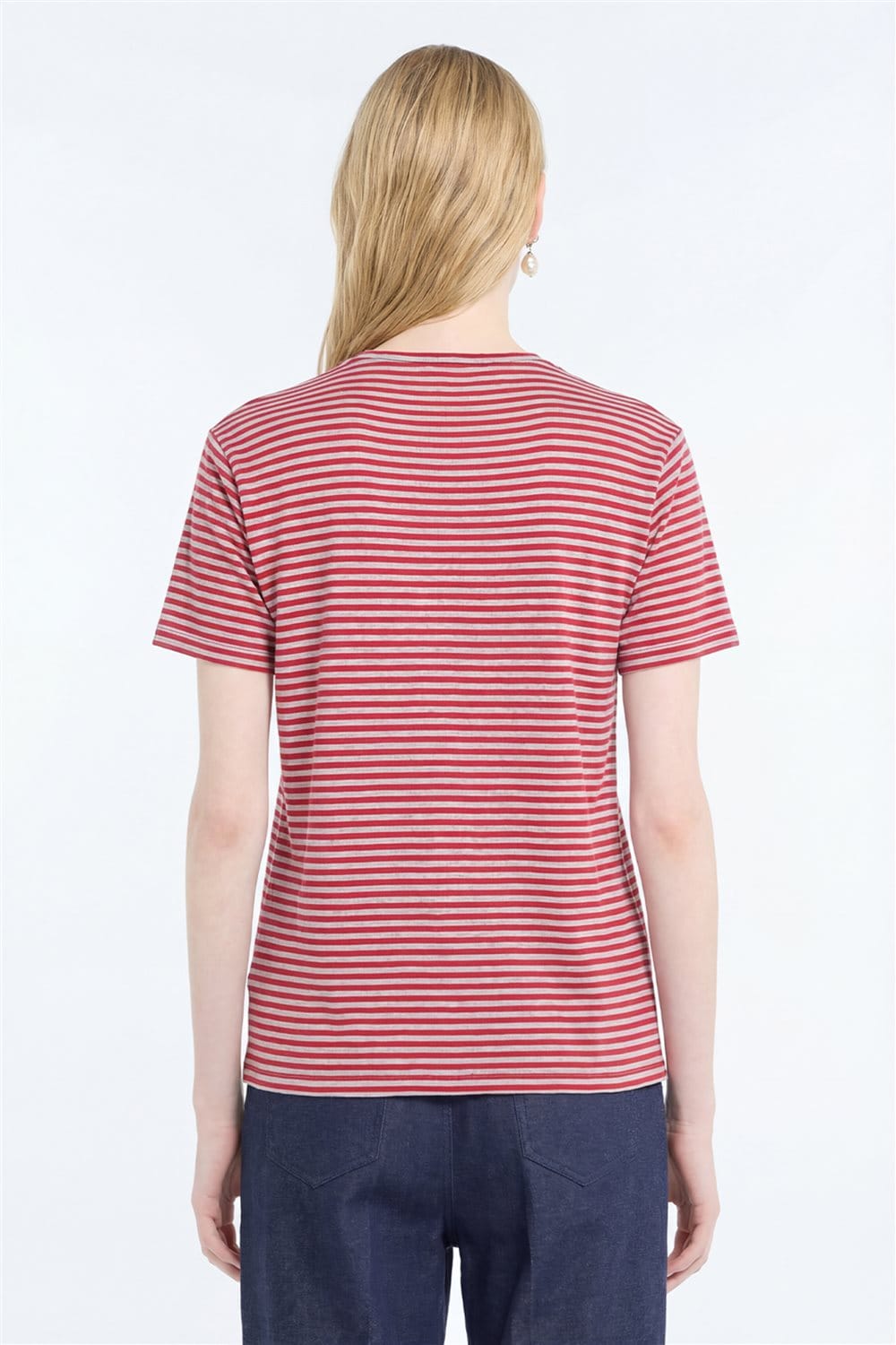 N21 T-shirt jersey in cotone a righe con scollo tondo