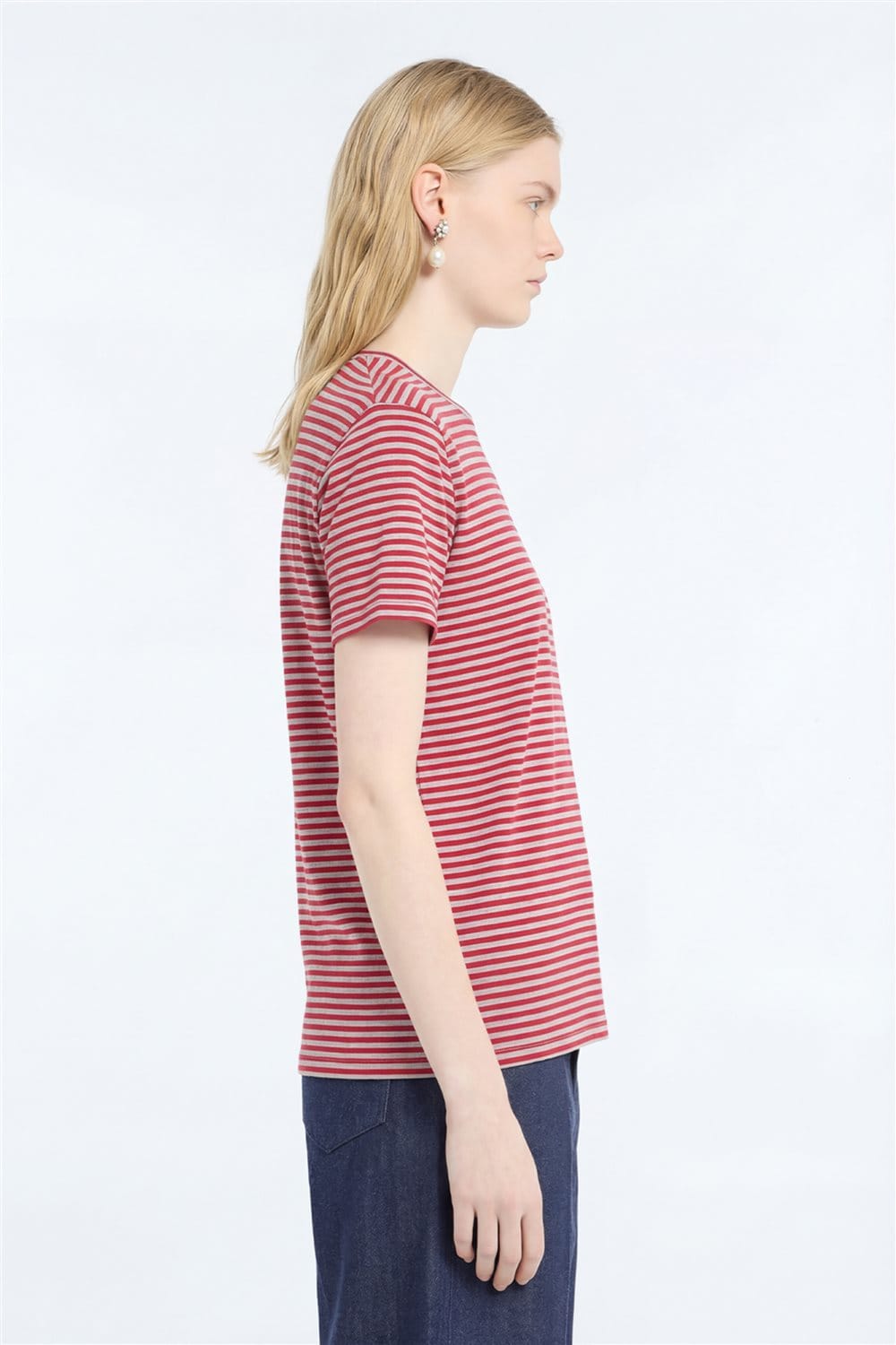 N21 T-shirt jersey in cotone a righe con scollo tondo