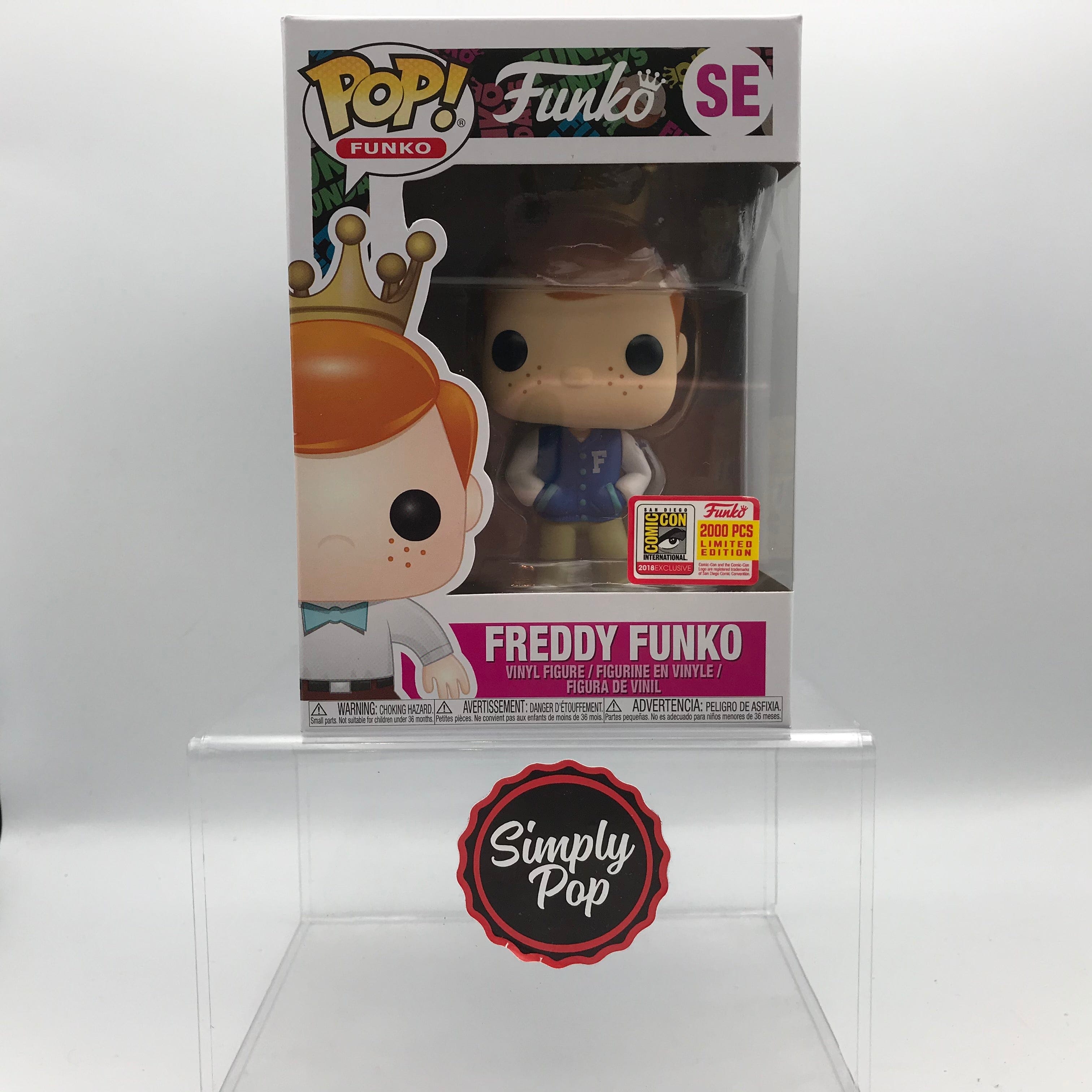 Funko Pop Freddy Funko Letterman / Varsity Jacket #SE 2018 SDCC Limited Edition to 5000 PCS