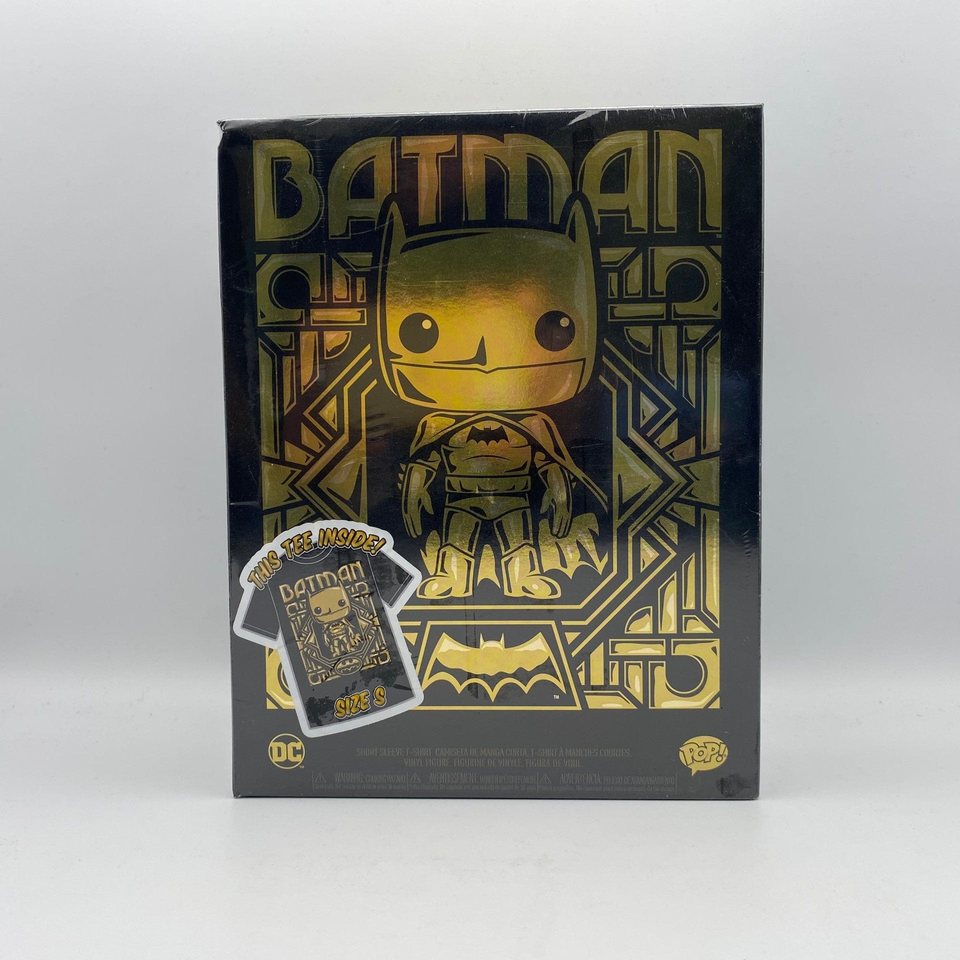 Funko Pop Batman (Gold Chrome) #144 And Pop T-Shirt Tee Size Small