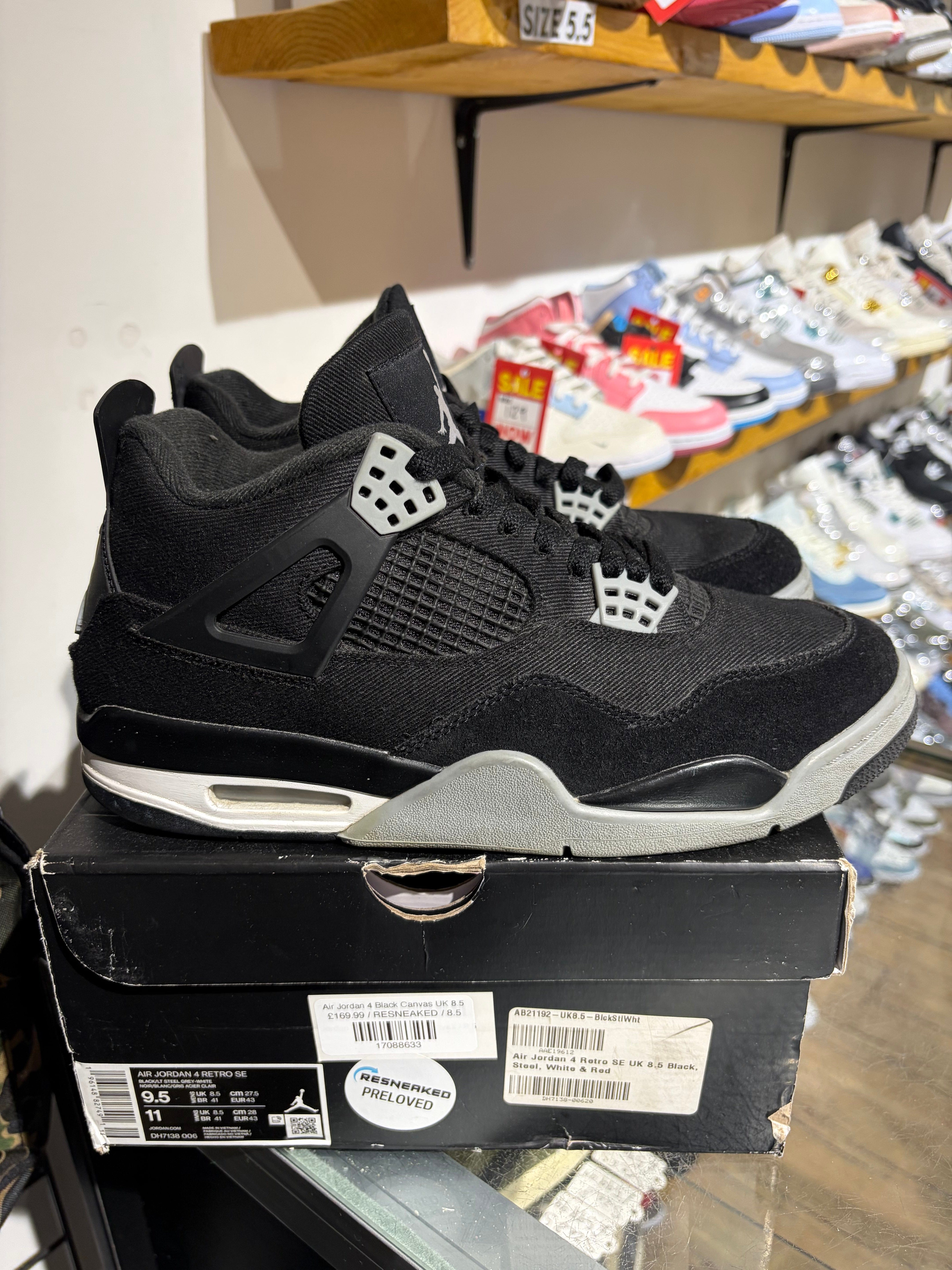 Air Jordan 4 Black Canvas UK 8.5