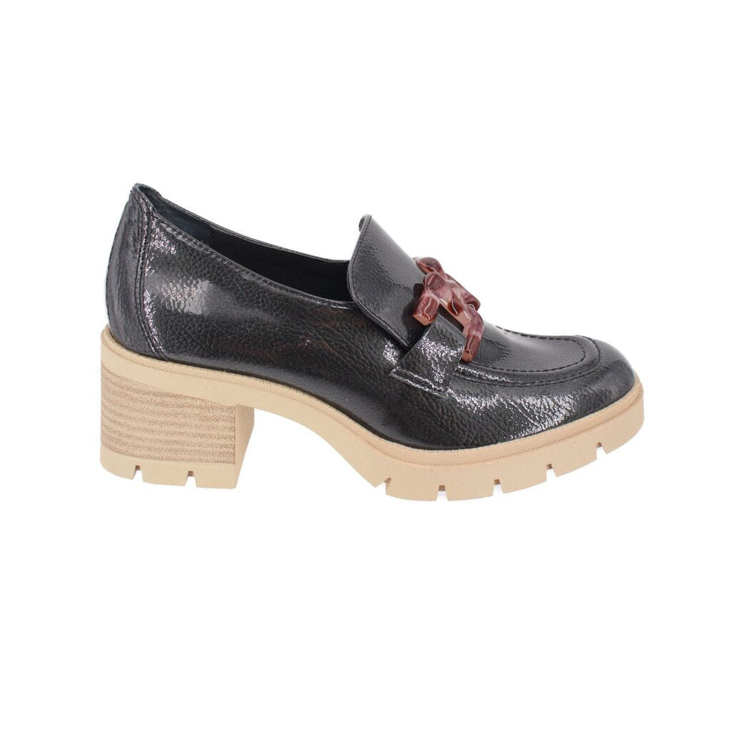 DOLCE VITA PATENT HEELED LOAFERS BLACK 8.5 US
