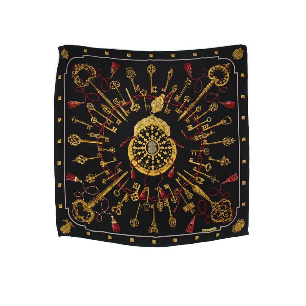 HERMES LES CLEFS SCARVES BLACK