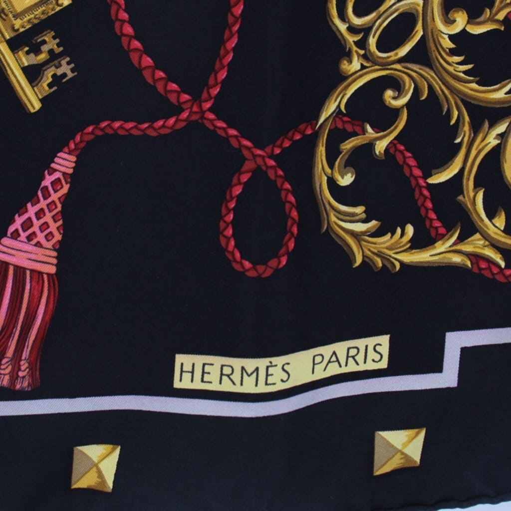 HERMES LES CLEFS SCARVES BLACK