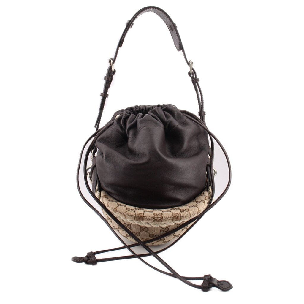 GUCCI EQUESTRIAN HELMET SHOULDER BAGS BROWN