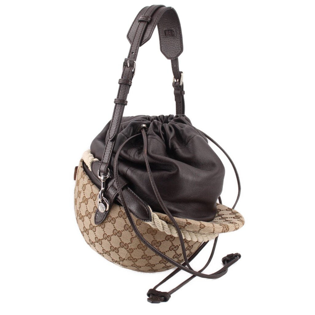 GUCCI EQUESTRIAN HELMET SHOULDER BAGS BROWN