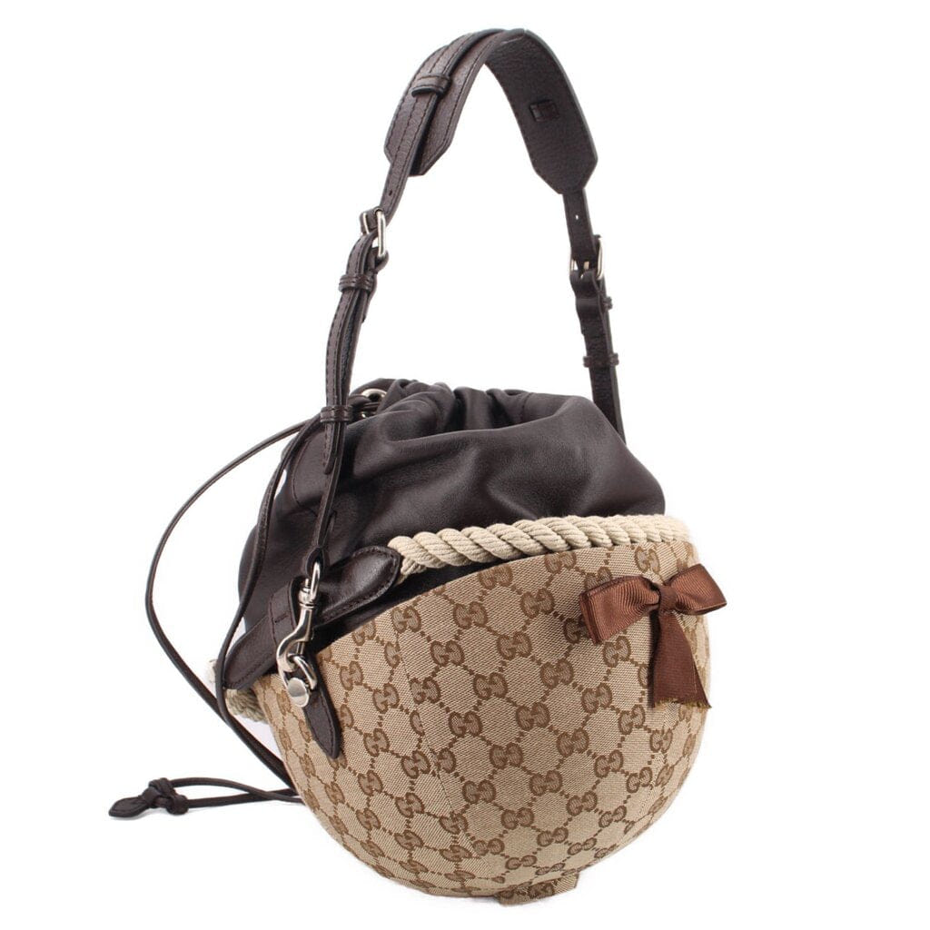 GUCCI EQUESTRIAN HELMET SHOULDER BAGS BROWN