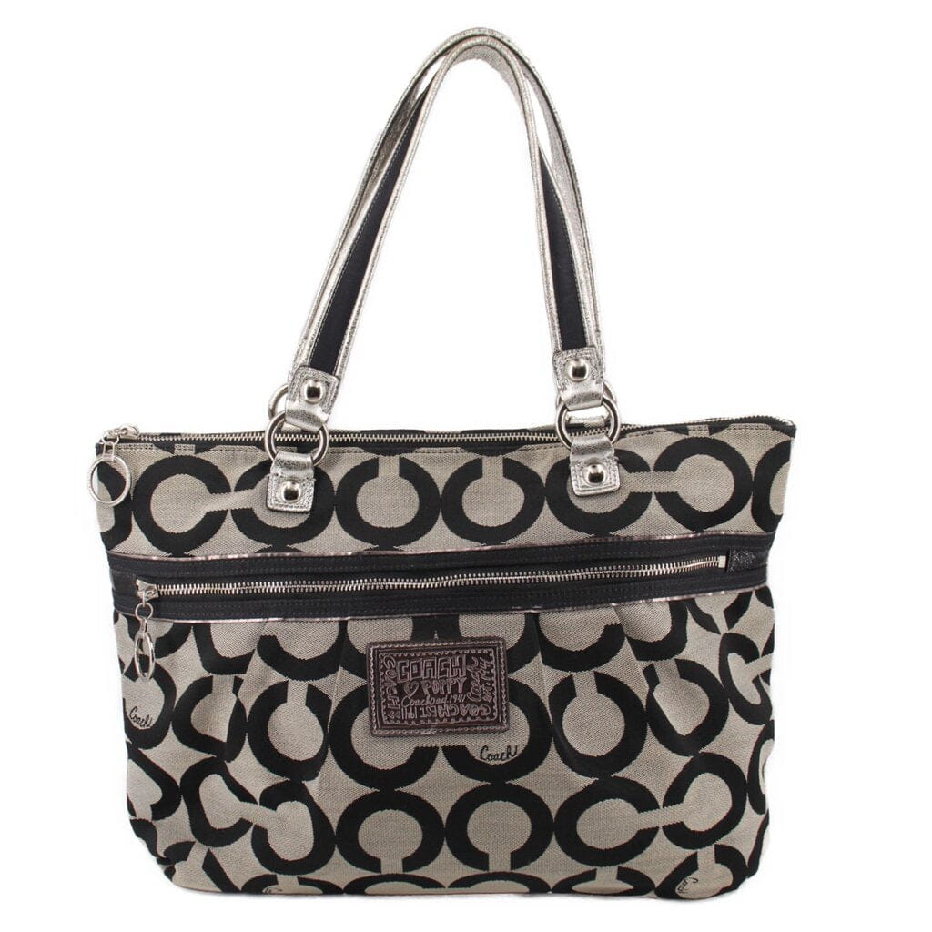 COACH POPPY OP ART SHOULDER BAGS BLACK