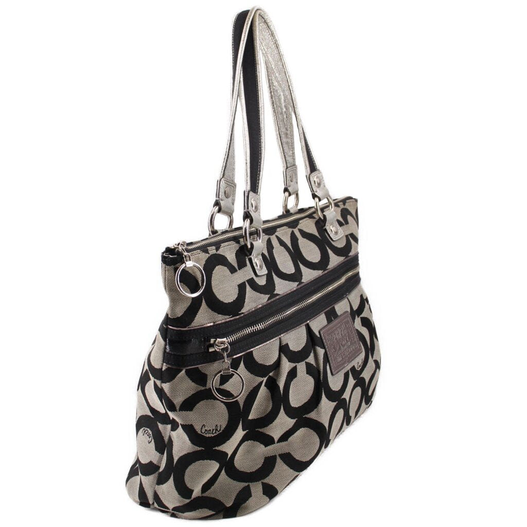 COACH POPPY OP ART SHOULDER BAGS BLACK