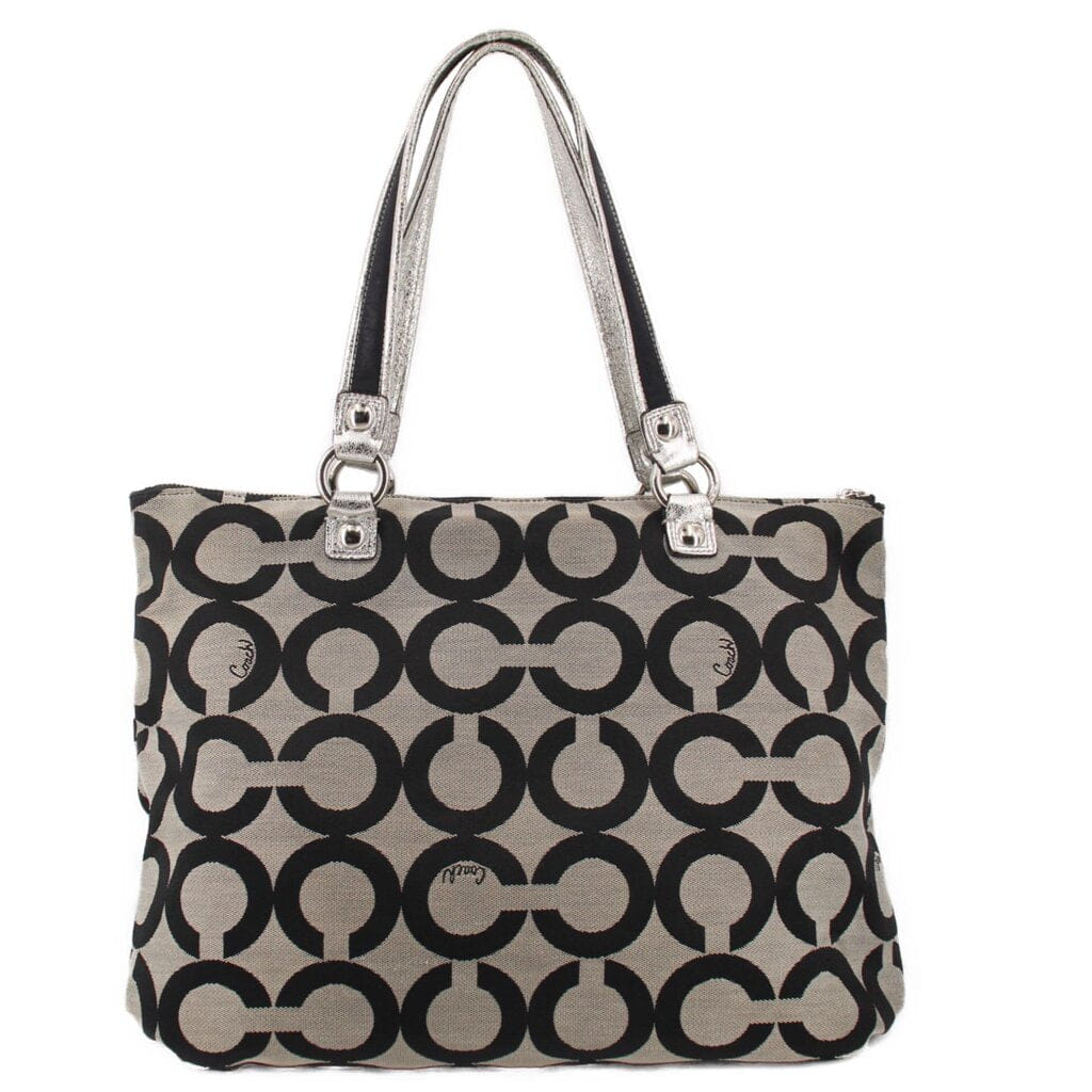COACH POPPY OP ART SHOULDER BAGS BLACK
