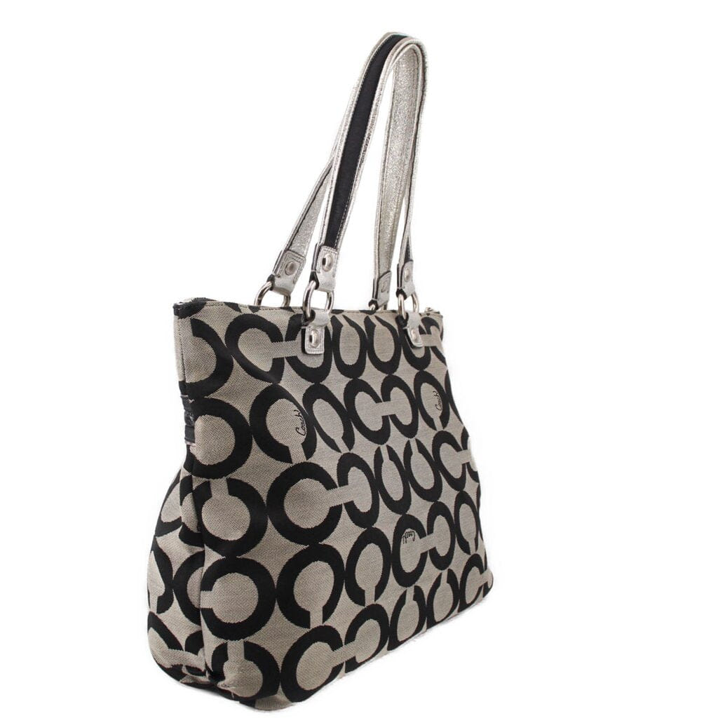 COACH POPPY OP ART SHOULDER BAGS BLACK
