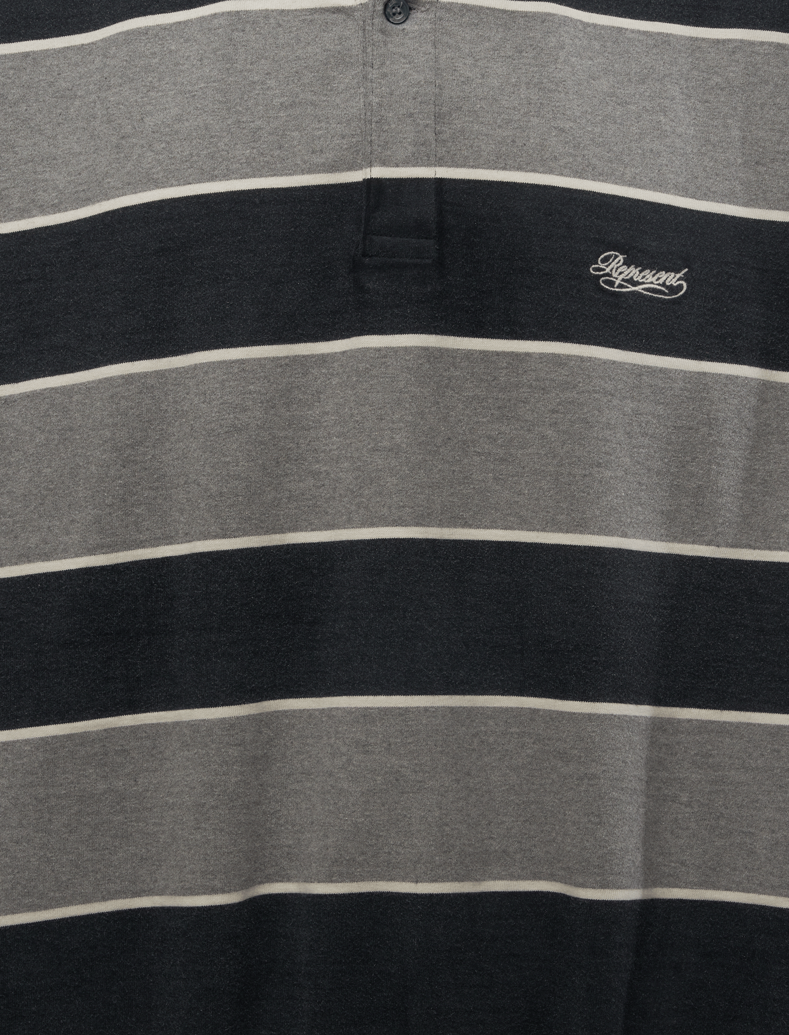 Represent CALIFORNIA STRIPED HENLEY SWEATER