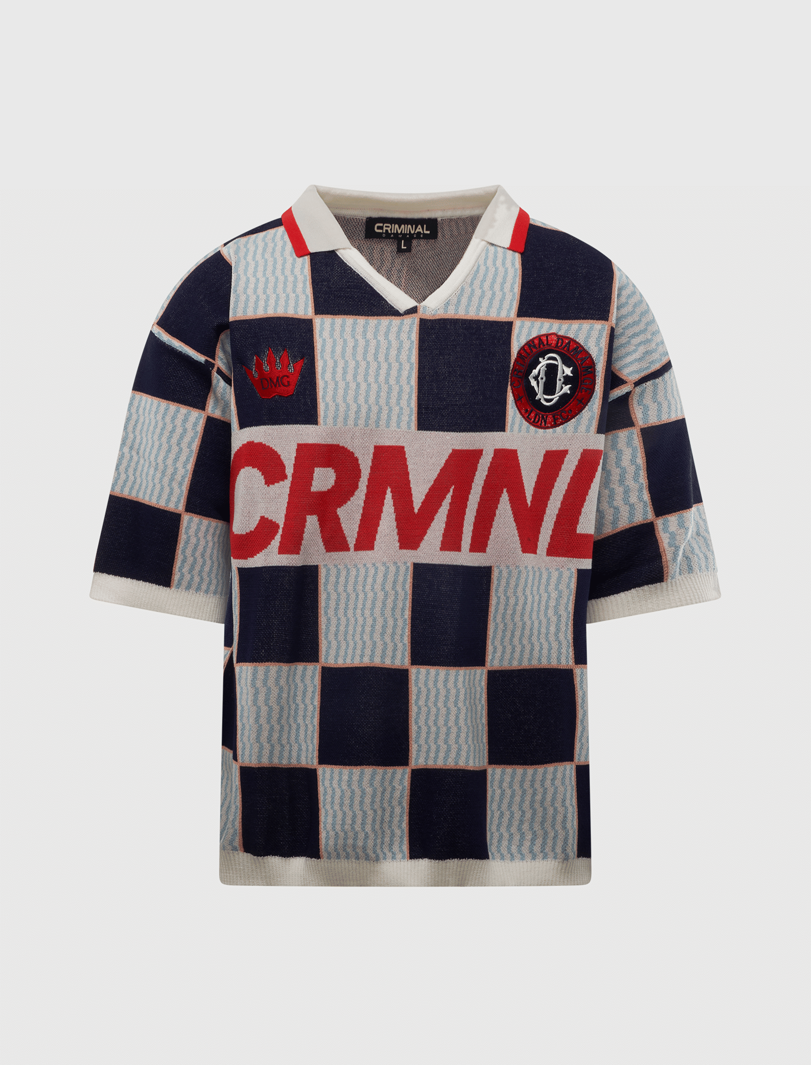 CRIMINAL DAMAGE CHECKERBOARD KNITTED FOOTBALL SHIRT