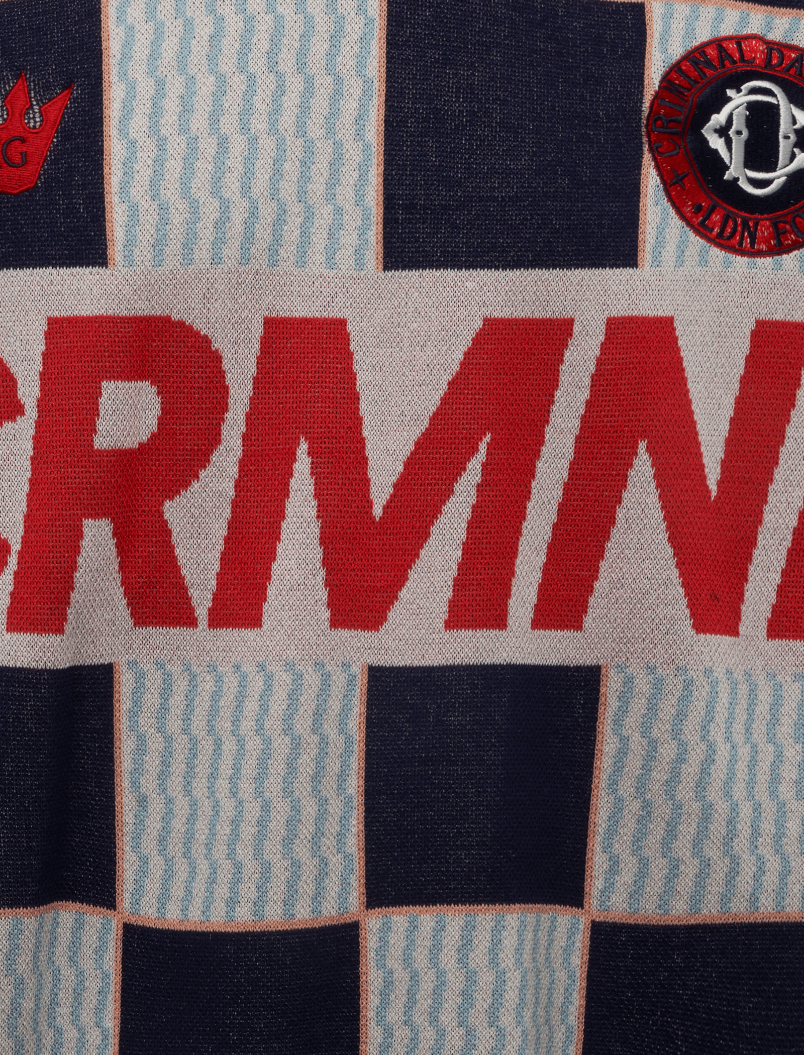 CRIMINAL DAMAGE CHECKERBOARD KNITTED FOOTBALL SHIRT