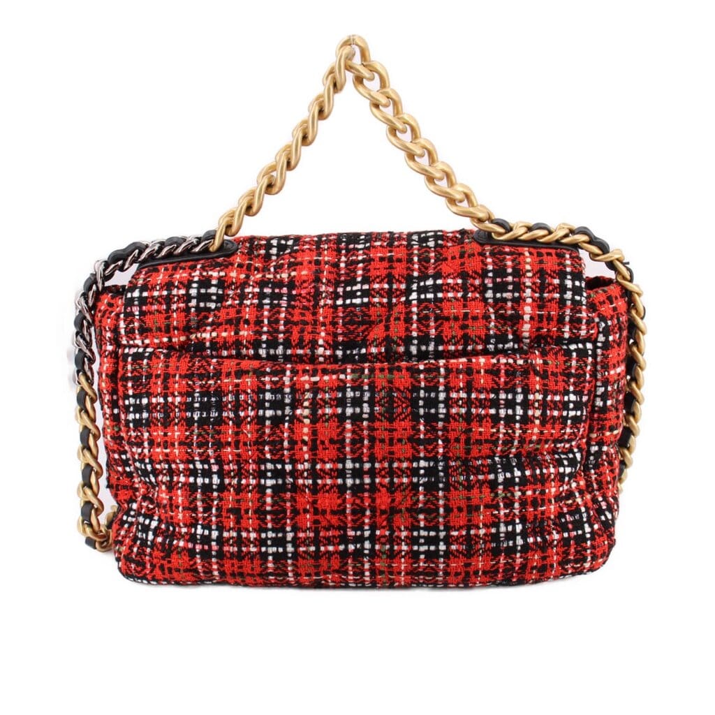 CHANEL TWEED 19 FLAP SHOULDER BAGS RED
