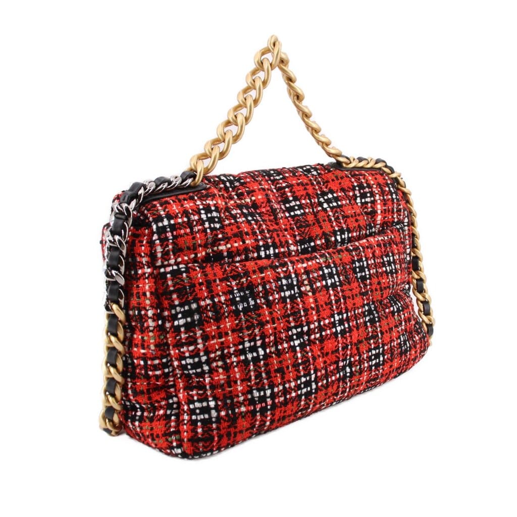 CHANEL TWEED 19 FLAP SHOULDER BAGS RED