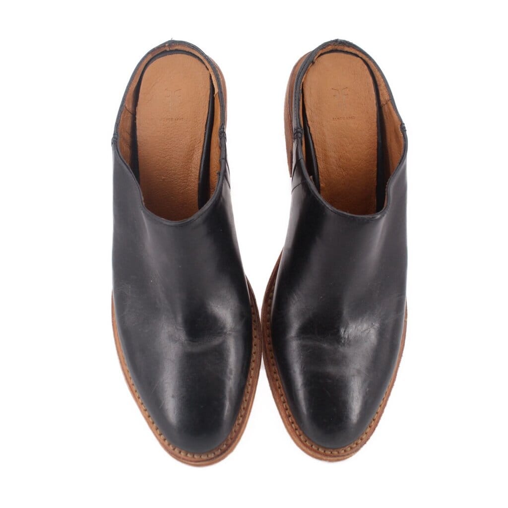 FRYE LEATHER MULE HEELS BLACK 10 US