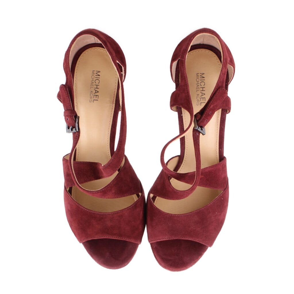 MICHAEL KORS SUEDE HEELS MAROON 8 US
