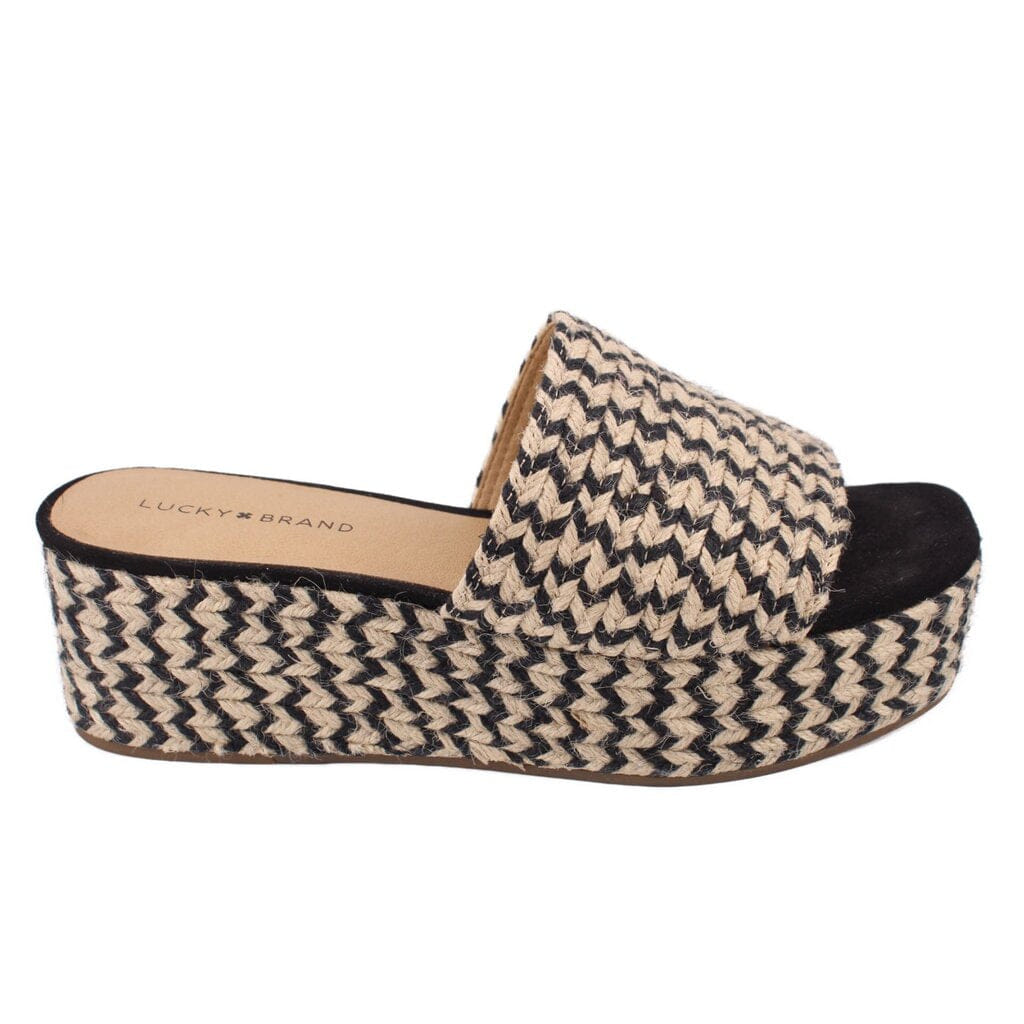 LUCKY BRAND WOVEN ESPADRILLE PLATFORM SANDALS CREAM/BLACK 11 US