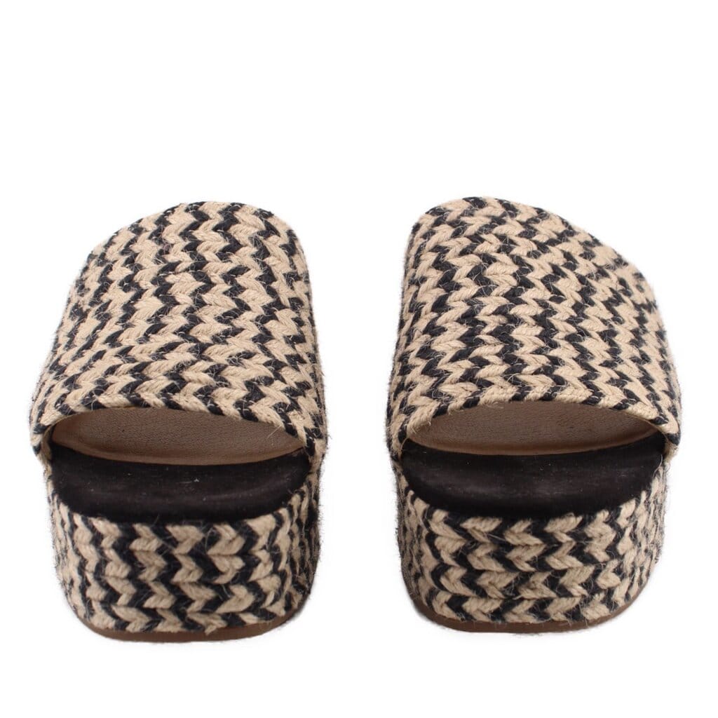 LUCKY BRAND WOVEN ESPADRILLE PLATFORM SANDALS CREAM/BLACK 11 US