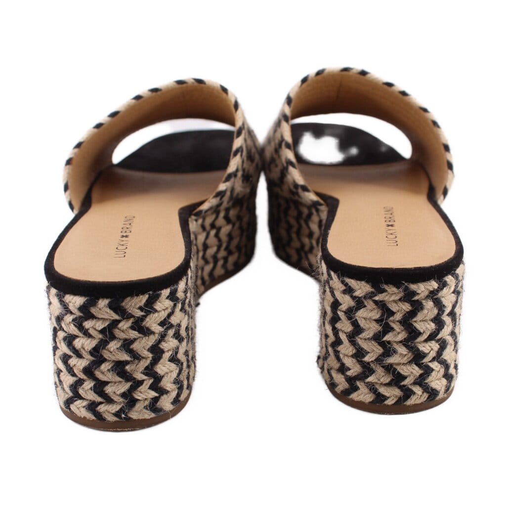 LUCKY BRAND WOVEN ESPADRILLE PLATFORM SANDALS CREAM/BLACK 11 US